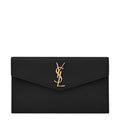 Saint Laurent Uptown Grain De Poudre Leather Black Pouch