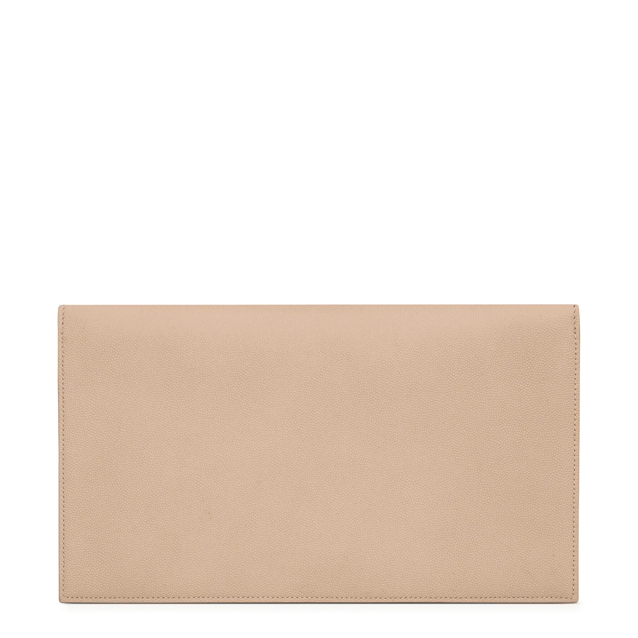 Saint Laurent Uptown Grain De Poudre Leather Dark Beige Pouch
