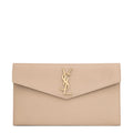 Saint Laurent Uptown Grain De Poudre Leather Dark Beige Pouch