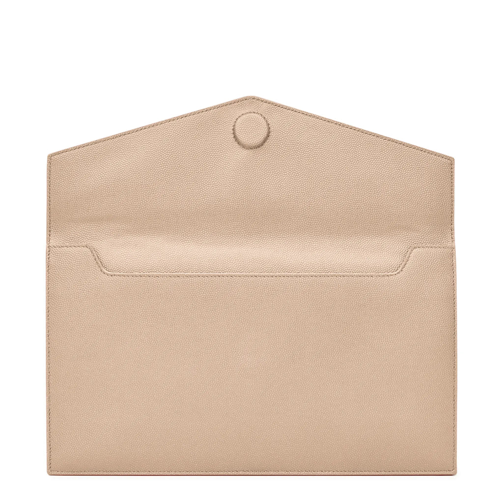 Saint Laurent Uptown Grain De Poudre Leather Dark Beige Pouch