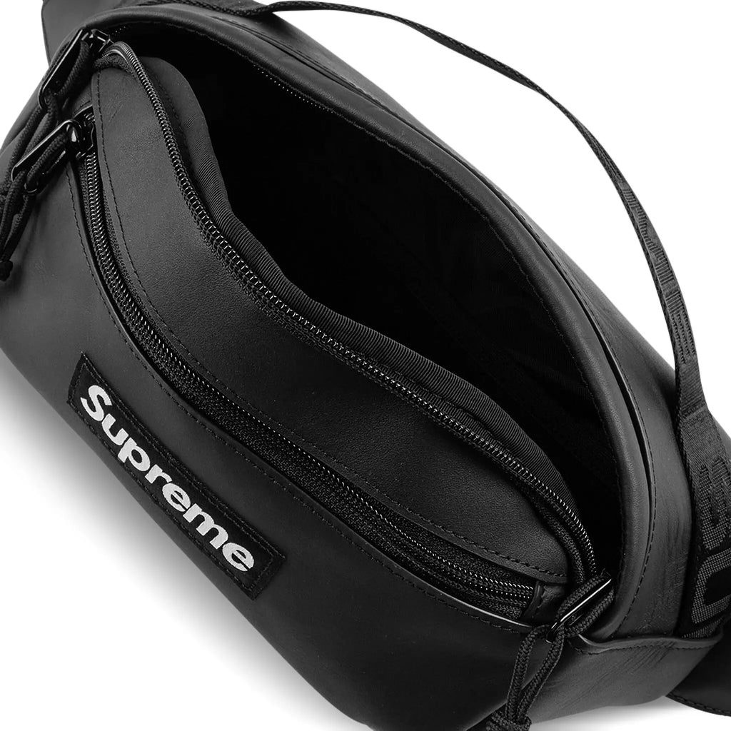Supreme Leather Black Waist Bag (FW23)