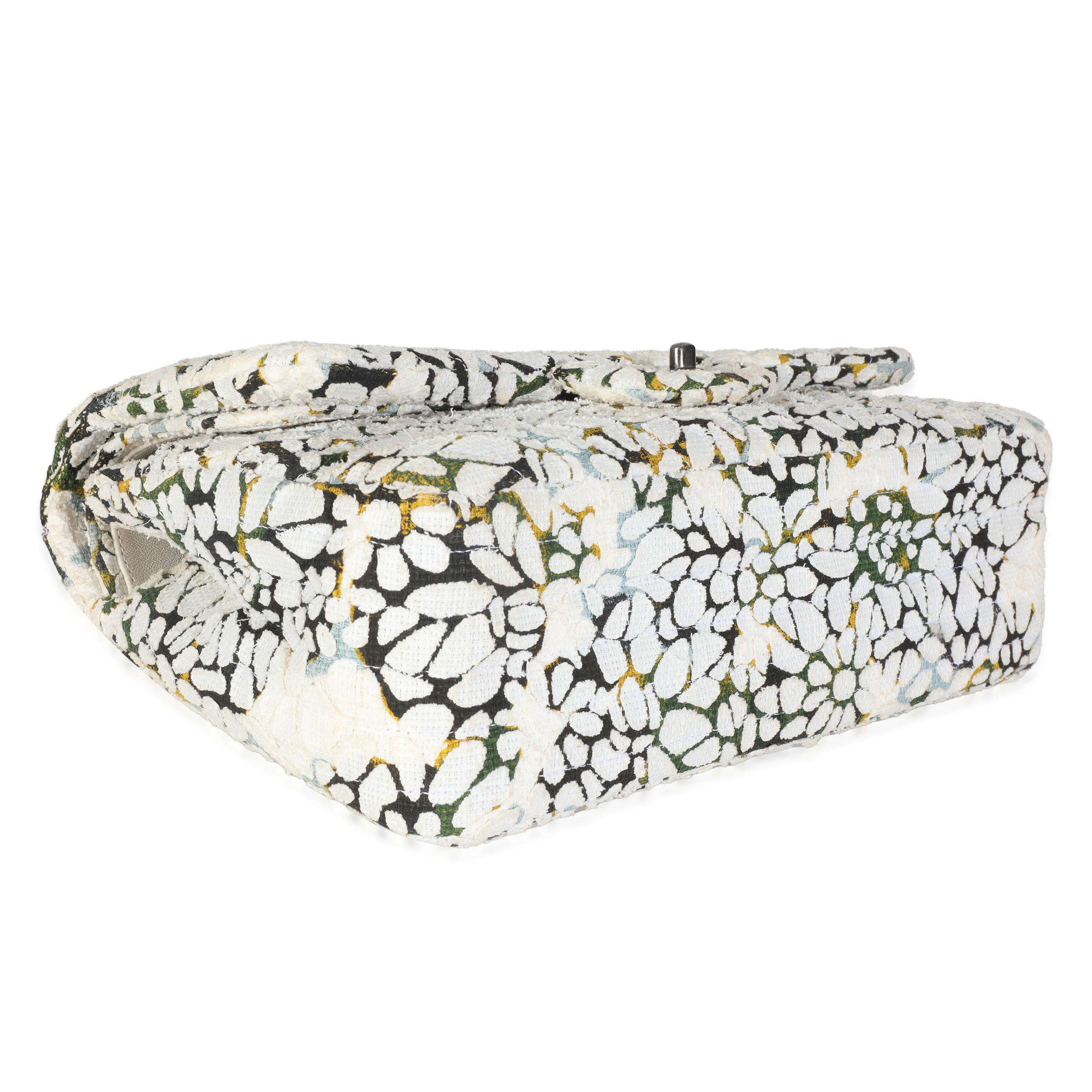 Multicolor White Cut Out Floral Jumbo Double Flap Bag