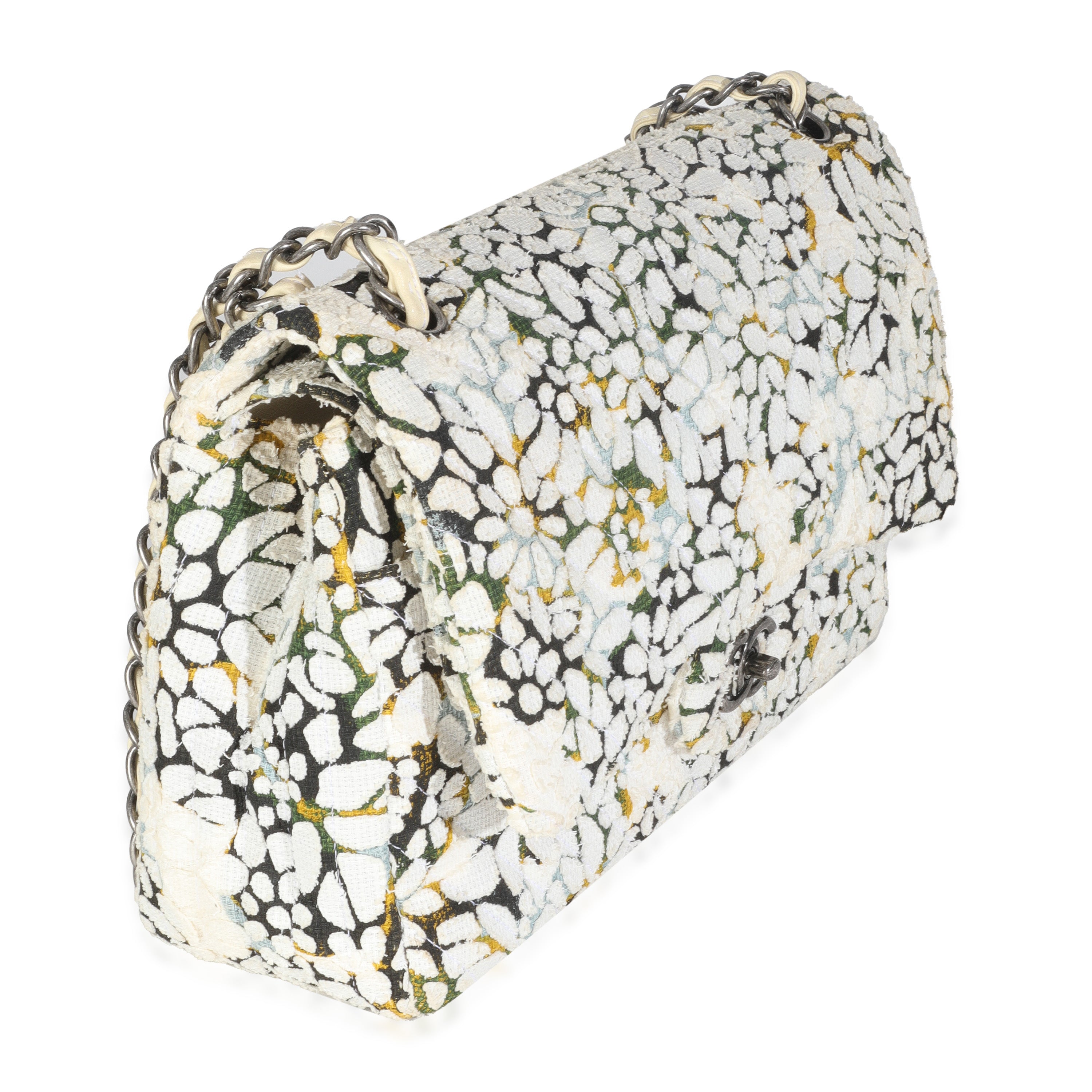 Multicolor White Cut Out Floral Jumbo Double Flap Bag