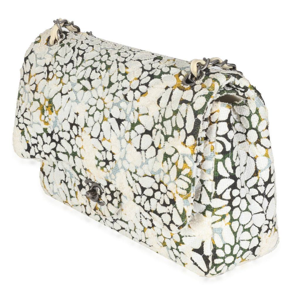 Multicolor White Cut Out Floral Jumbo Double Flap Bag