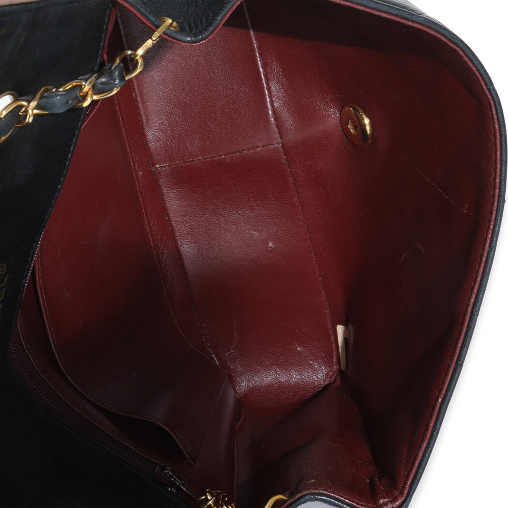 Vintage Black Quilted Lambskin Medium Diana Single Flap Bag