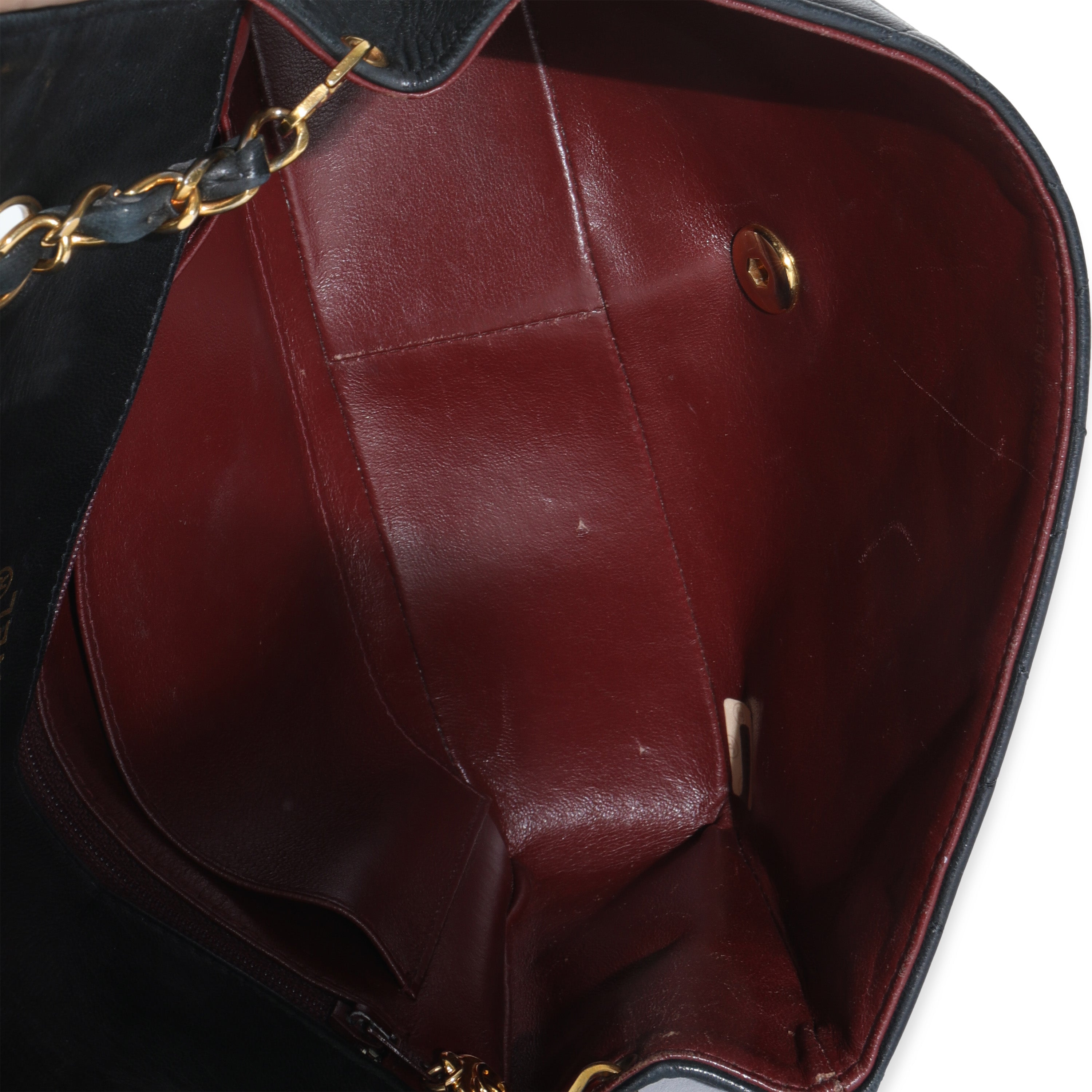 Vintage Black Quilted Lambskin Medium Diana Single Flap Bag