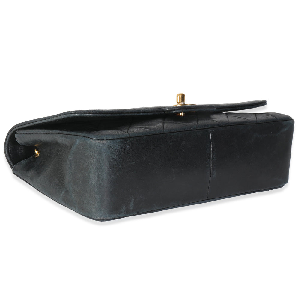 Vintage Black Quilted Lambskin Medium Diana Single Flap Bag