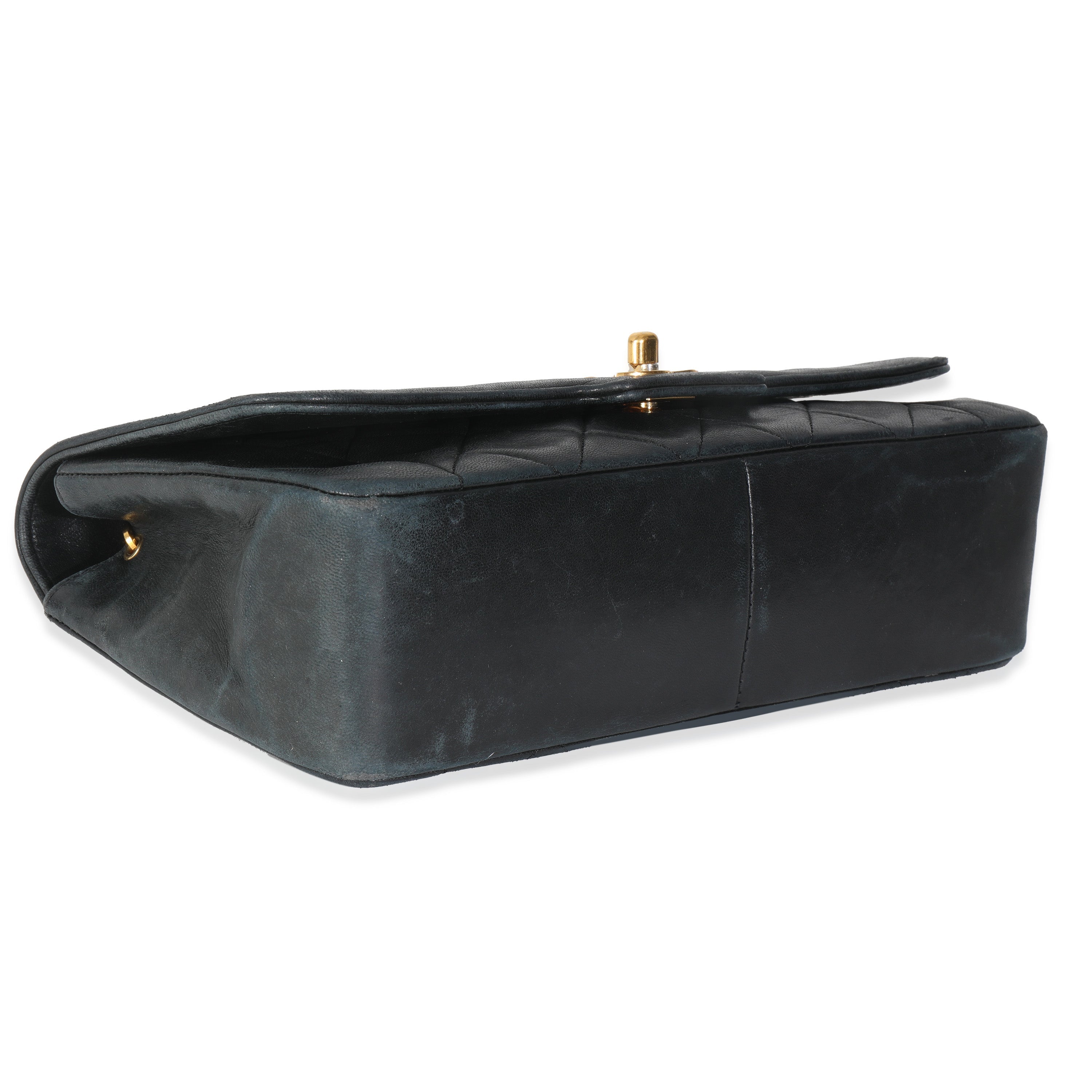 Vintage Black Quilted Lambskin Medium Diana Single Flap Bag