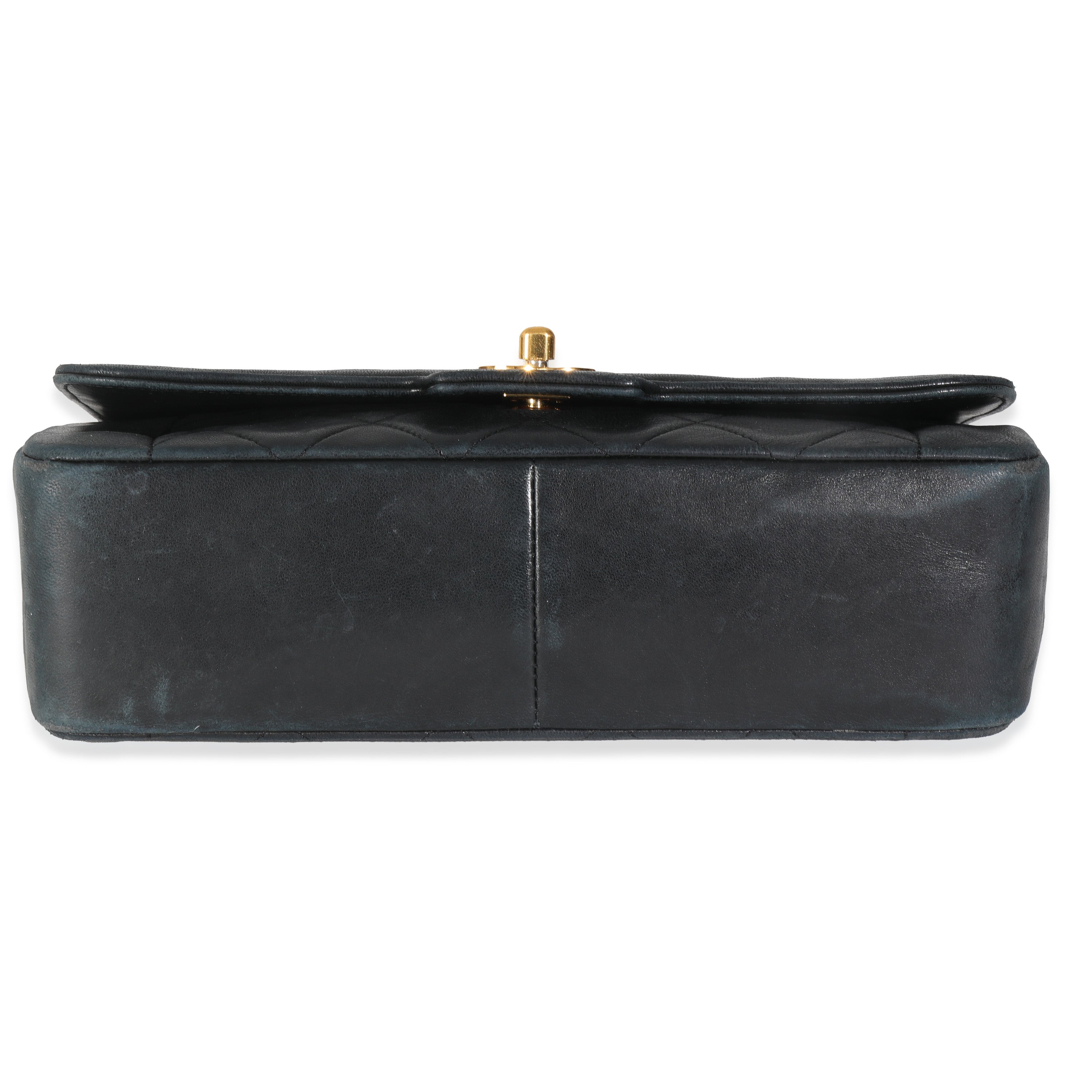 Vintage Black Quilted Lambskin Medium Diana Single Flap Bag