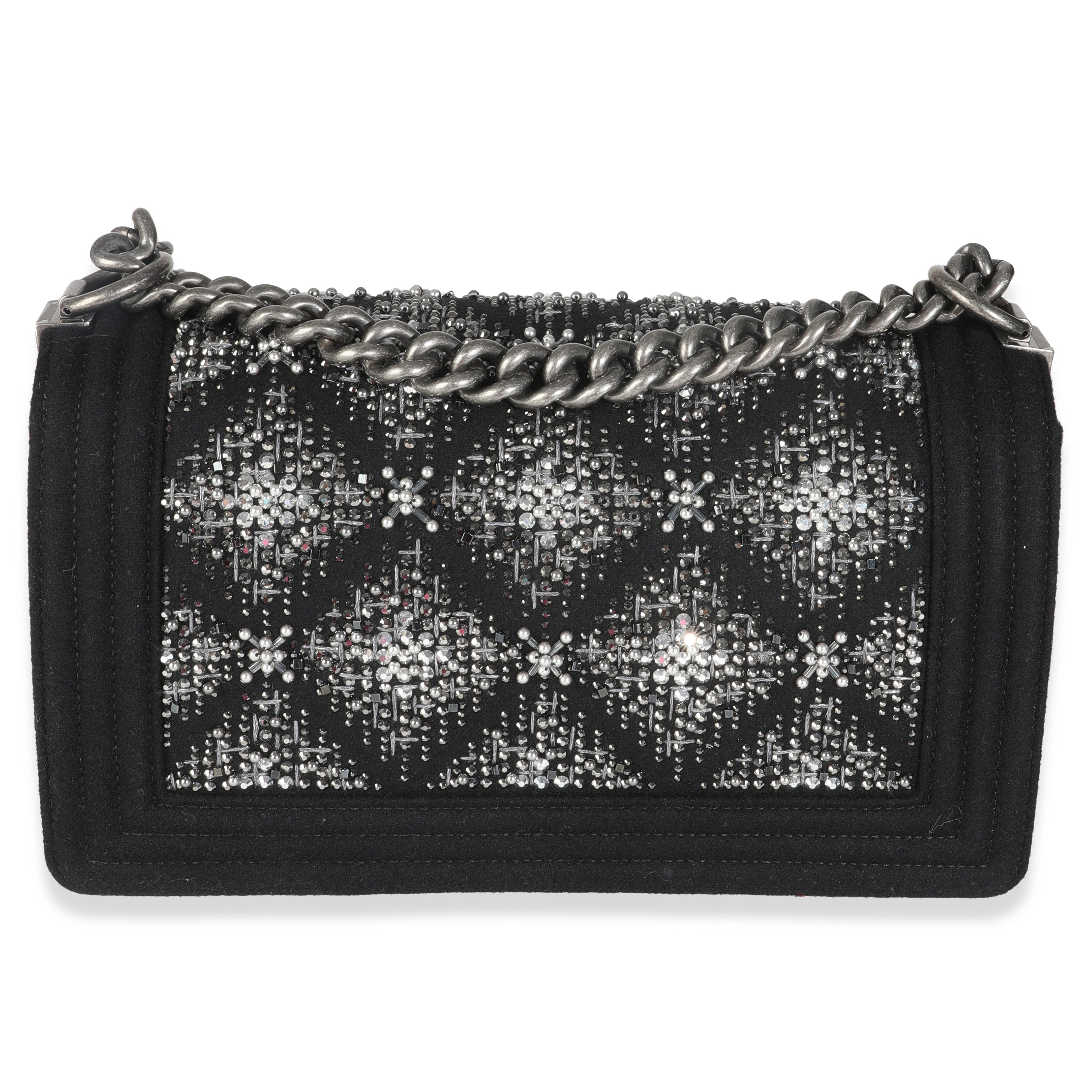 Black Jersey Strass Old Medium Boy Bag