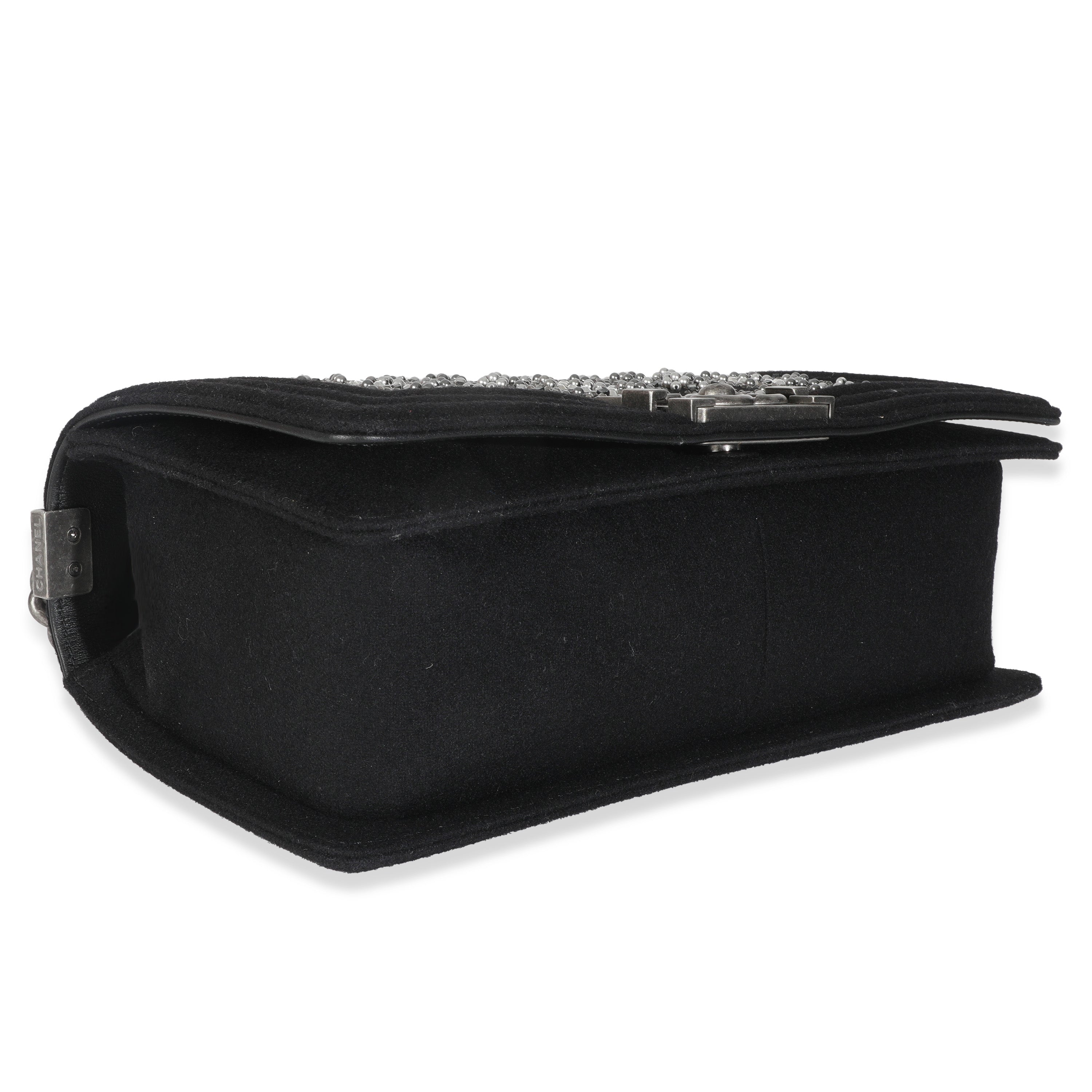 Black Jersey Strass Old Medium Boy Bag