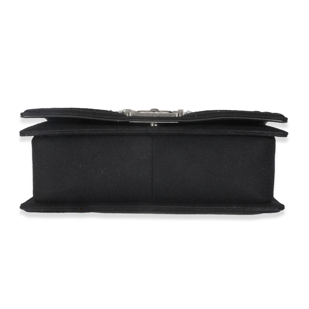 Black Jersey Strass Old Medium Boy Bag