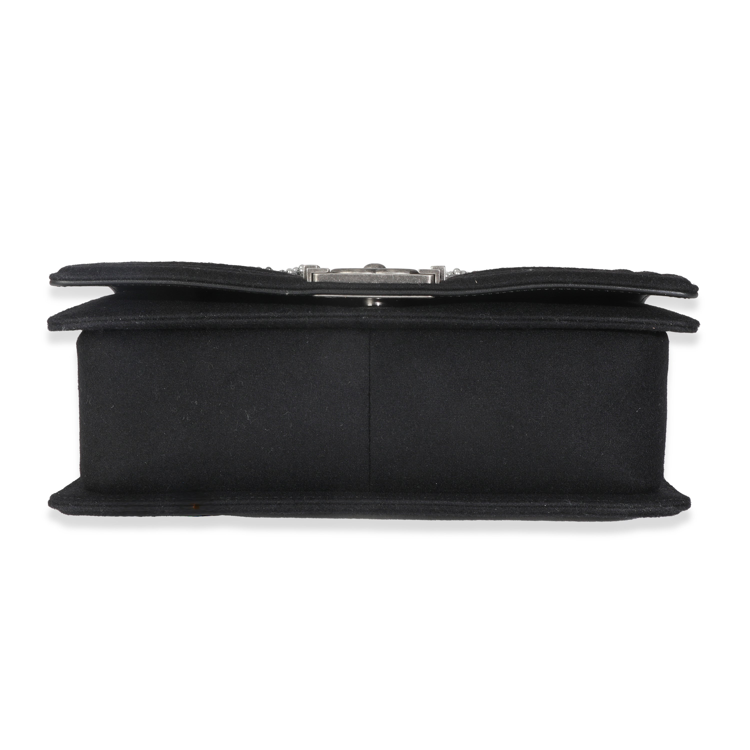 Black Jersey Strass Old Medium Boy Bag