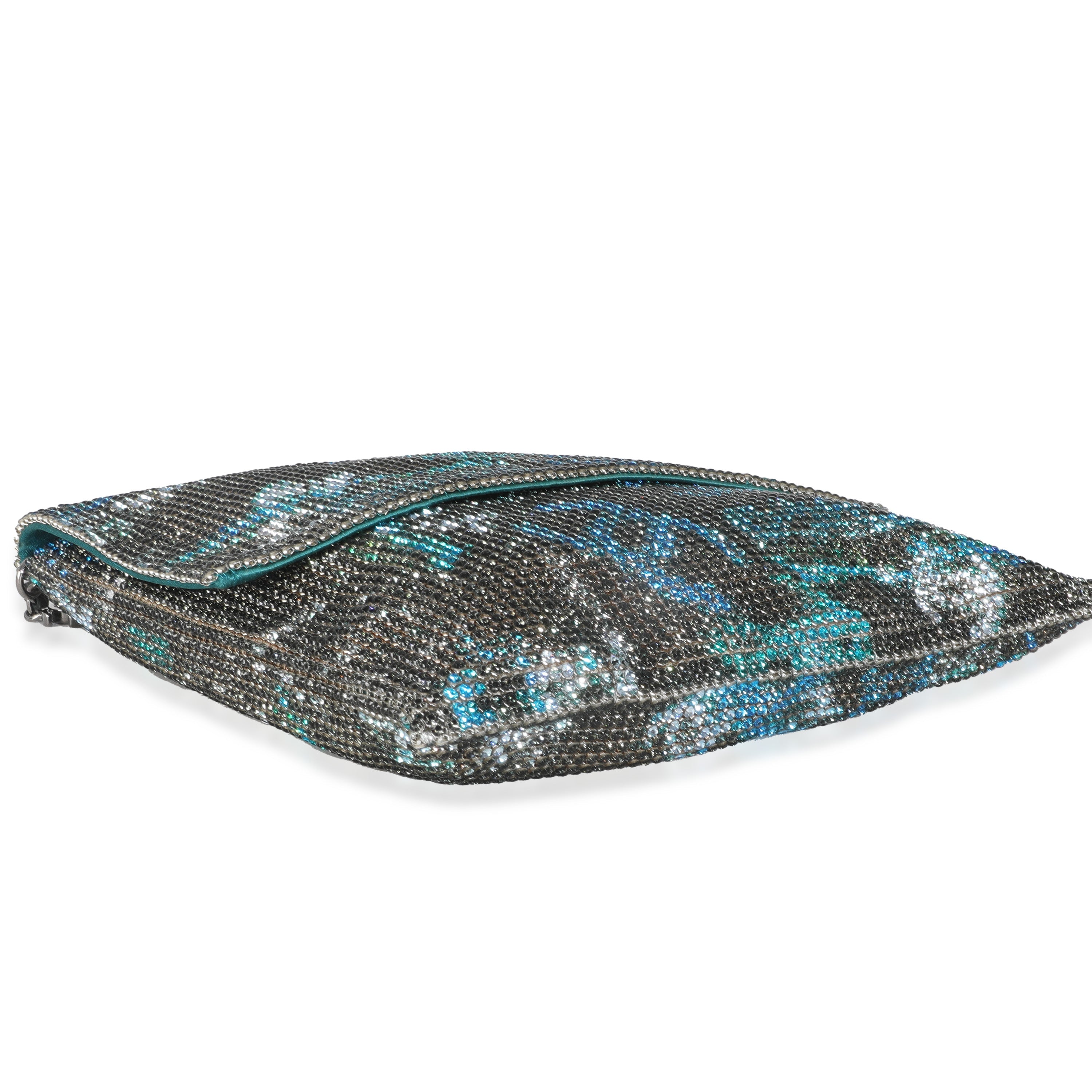 Silver Blue Graffiti CC Chainmail Flap Bag