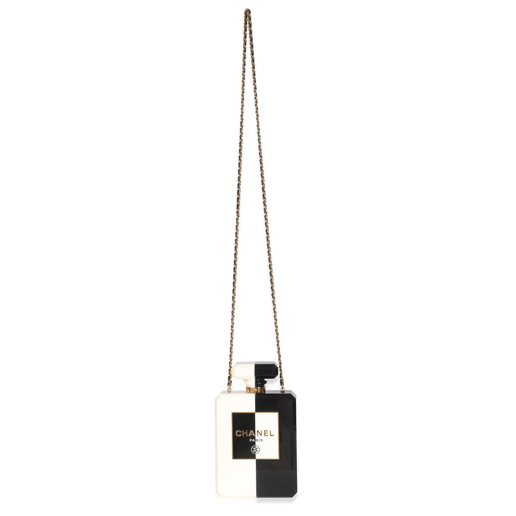 White Black Plexiglass Perfume Bottle Clutch