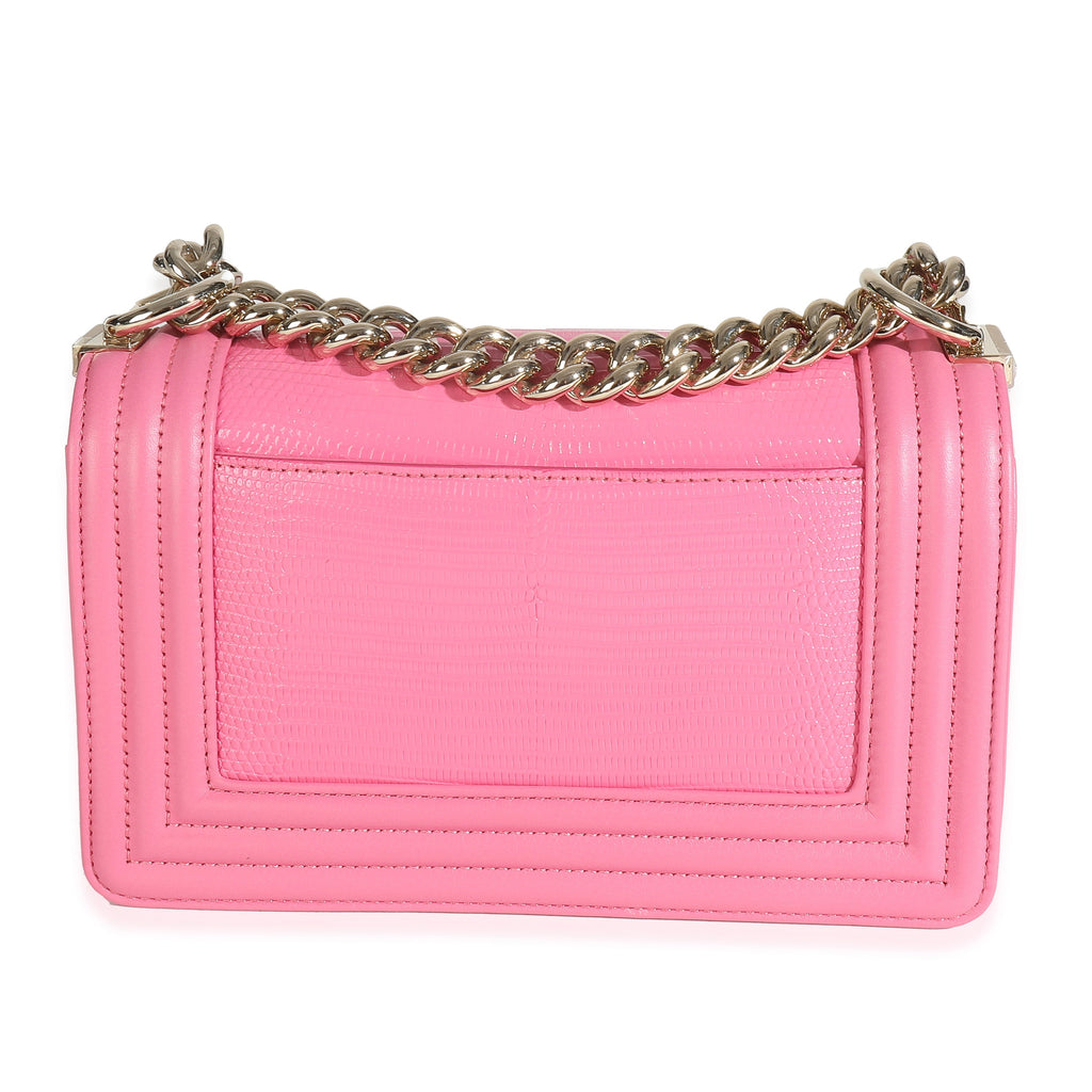 Pink Lambskin Lizard Small Boy Bag