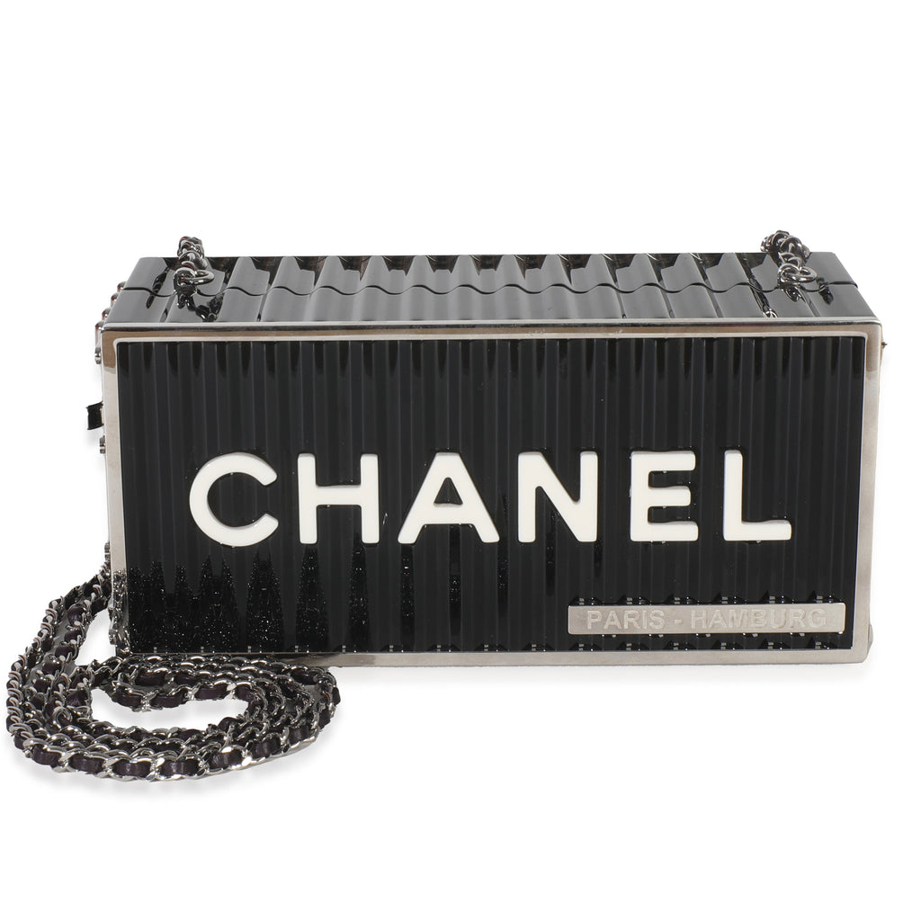 18A Black Lucite Paris Hamburg Minaudiere Shipping Container Clutch