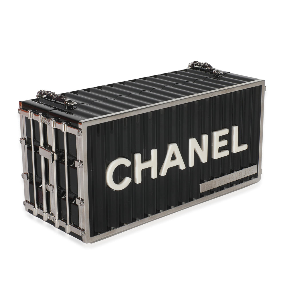 18A Black Lucite Paris Hamburg Minaudiere Shipping Container Clutch