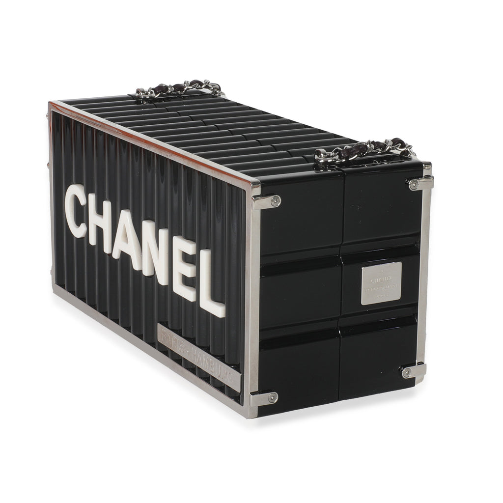 18A Black Lucite Paris Hamburg Minaudiere Shipping Container Clutch