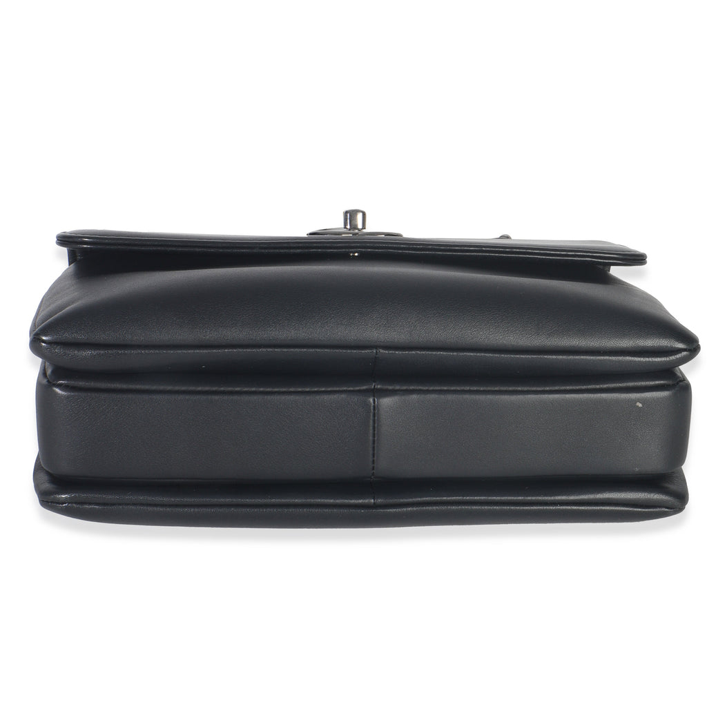 Black Calfskin Smooth Small Trendy CC Flap Bag