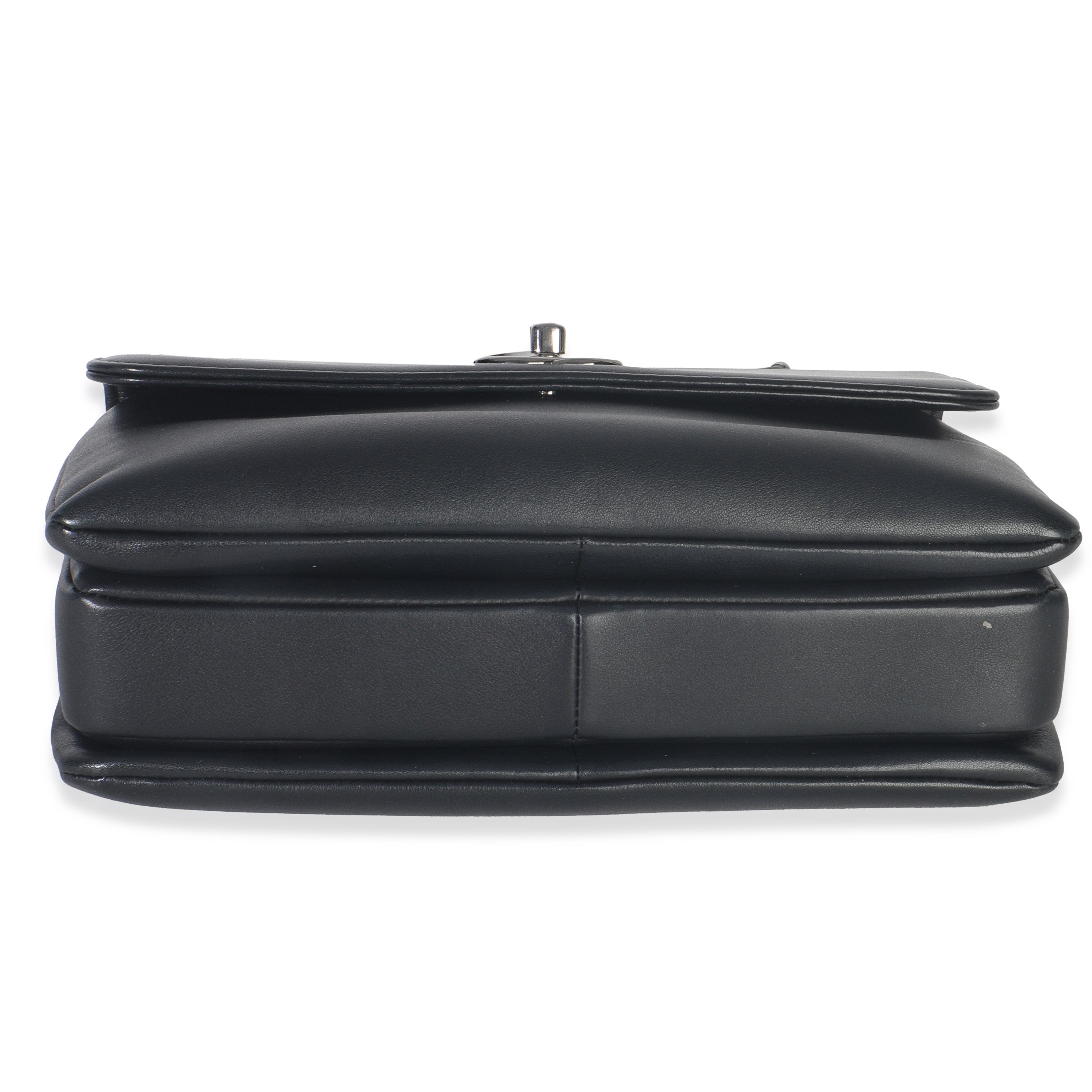 Black Calfskin Smooth Small Trendy CC Flap Bag