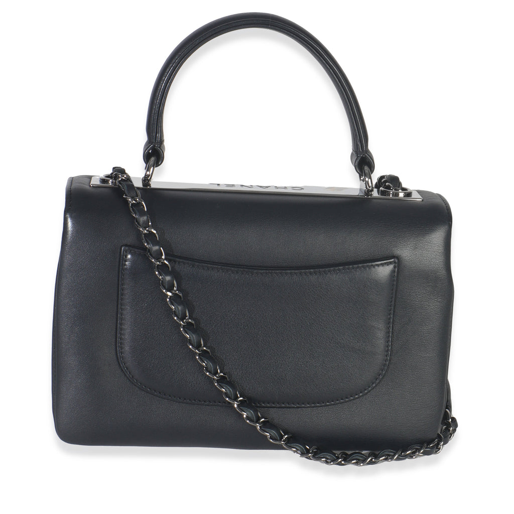 Black Calfskin Smooth Small Trendy CC Flap Bag