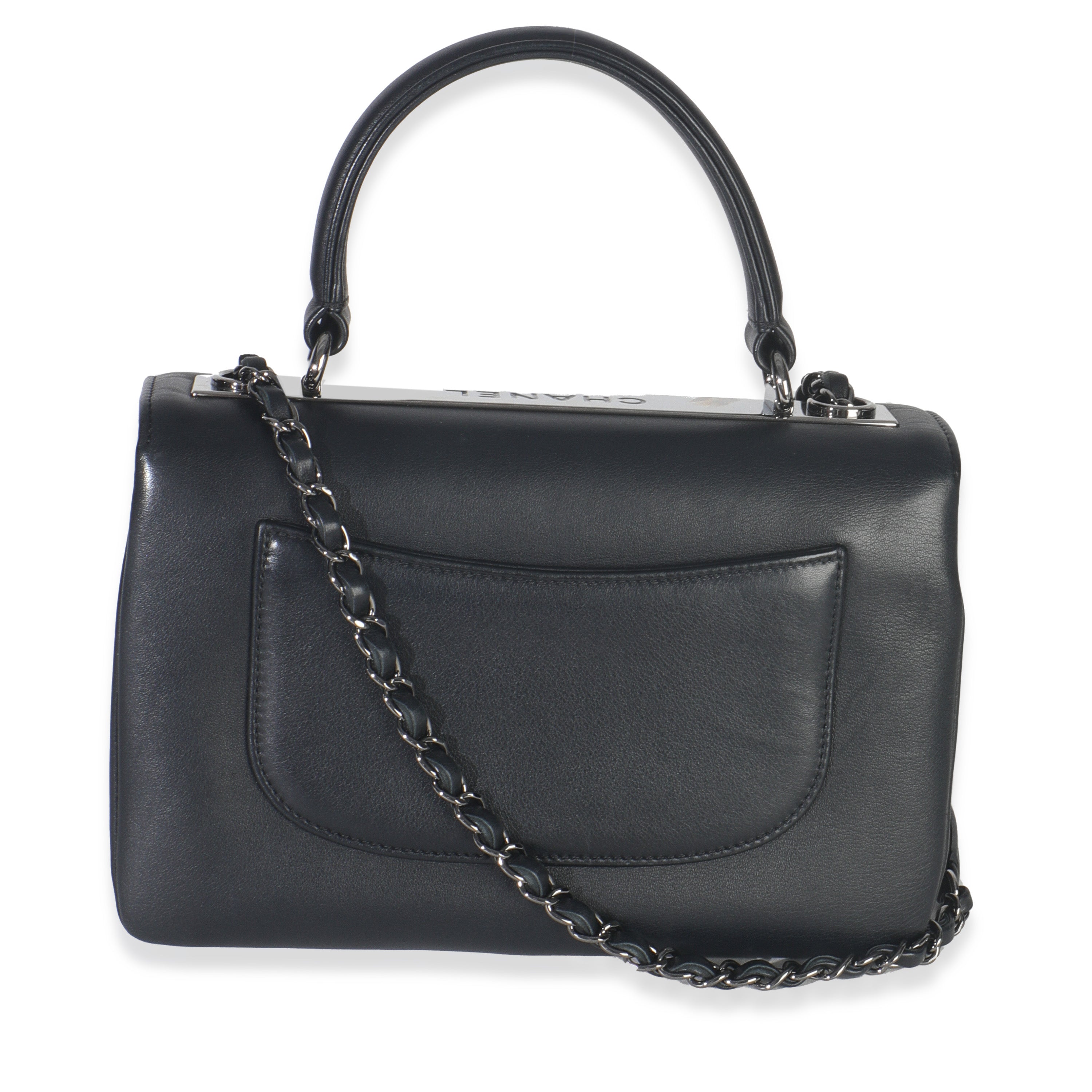 Black Calfskin Smooth Small Trendy CC Flap Bag