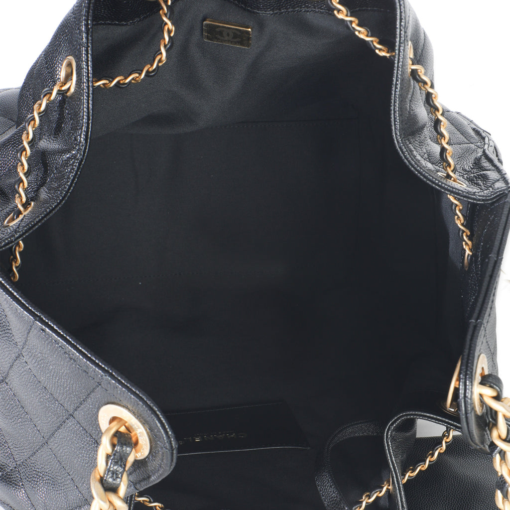 Black Quilted Caviar Medium Chanel 25 Hobo Handbag