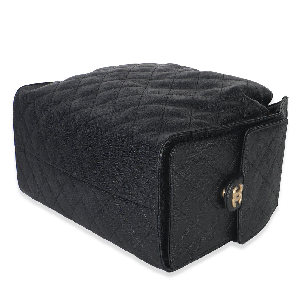Black Quilted Caviar Medium Chanel 25 Hobo Handbag