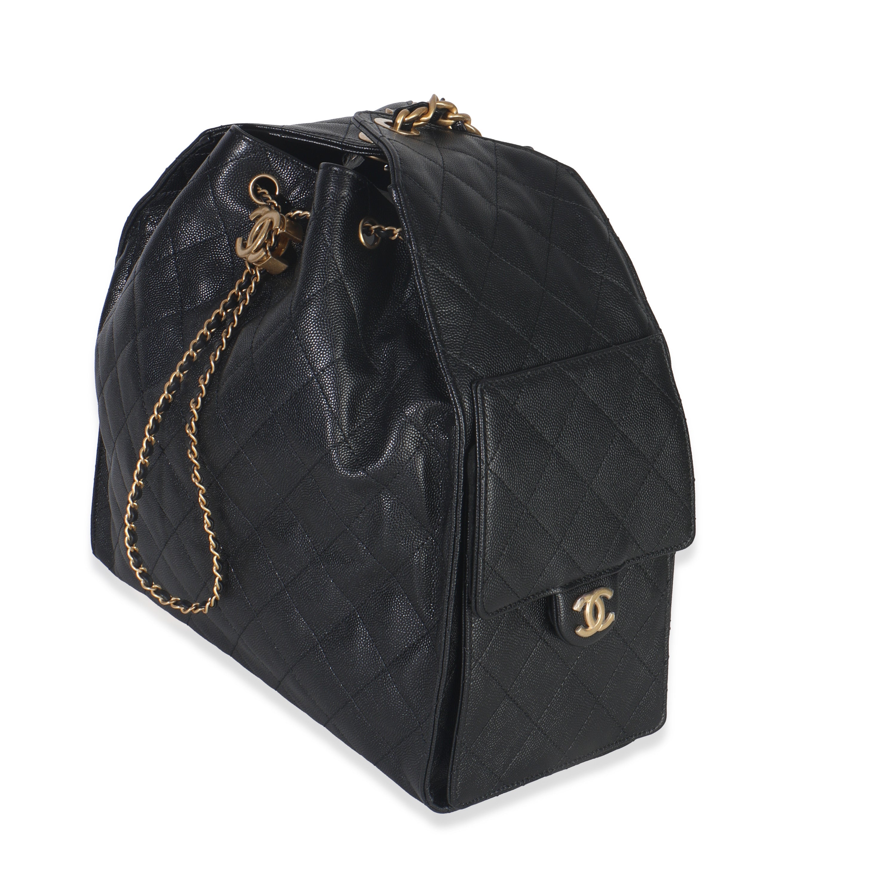 Black Quilted Caviar Medium Chanel 25 Hobo Handbag