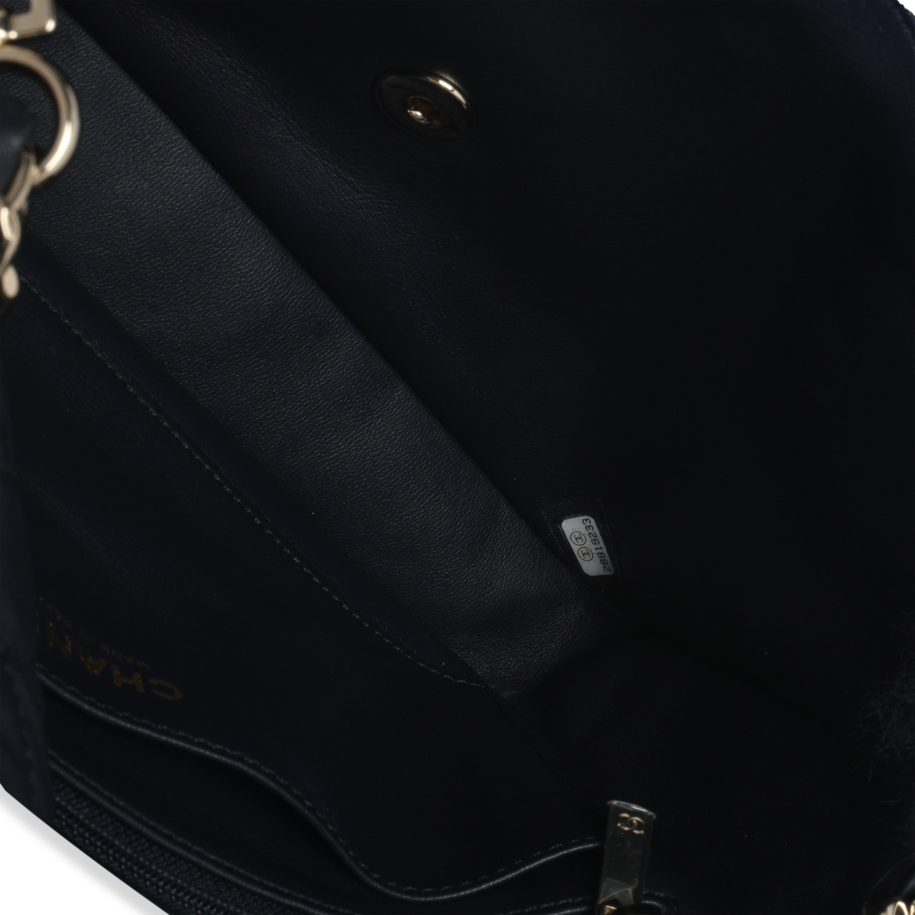 Navy Shearling Quilted Lambskin Medium Flap Bag