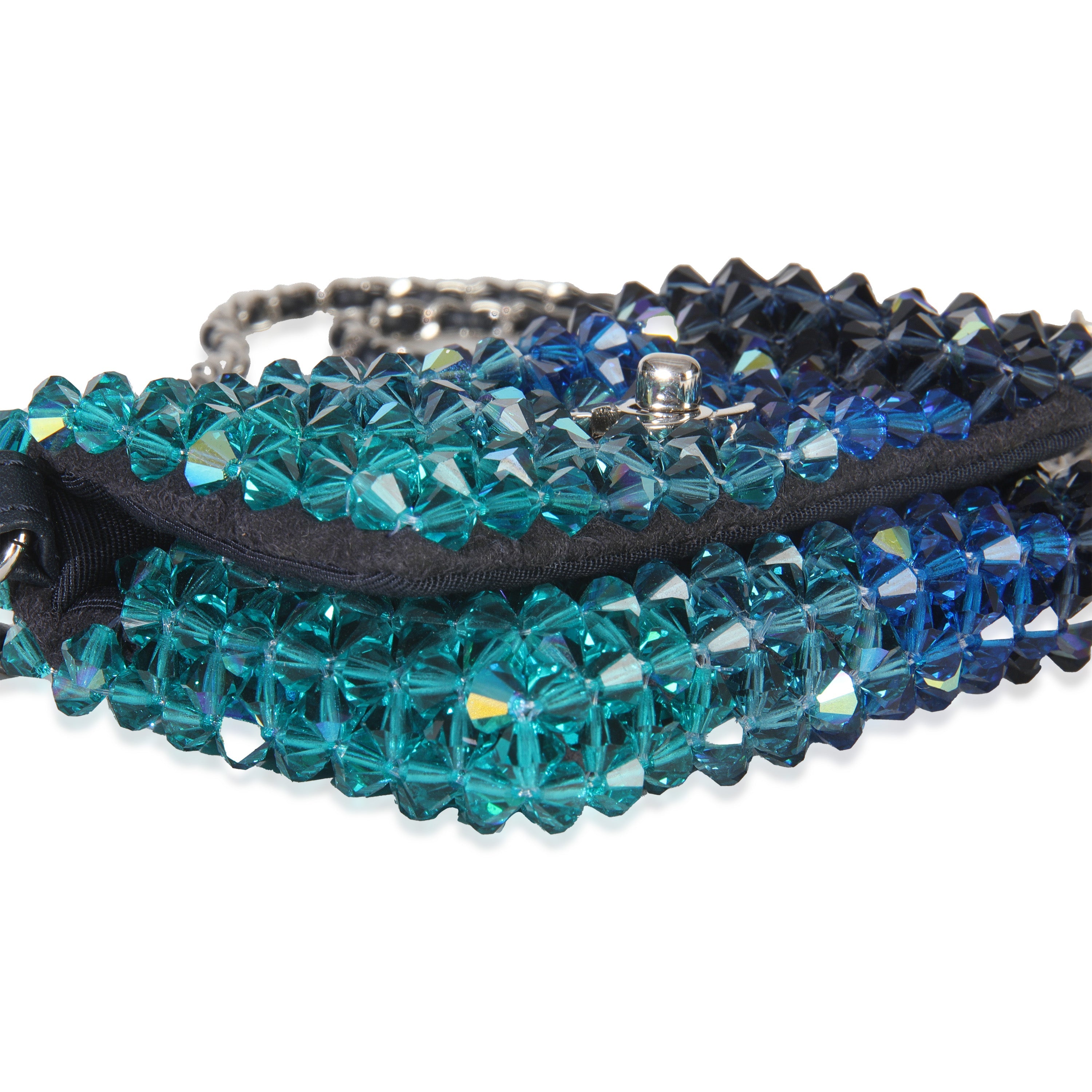 Blue Ombre Beaded Micro Clutch On Chain