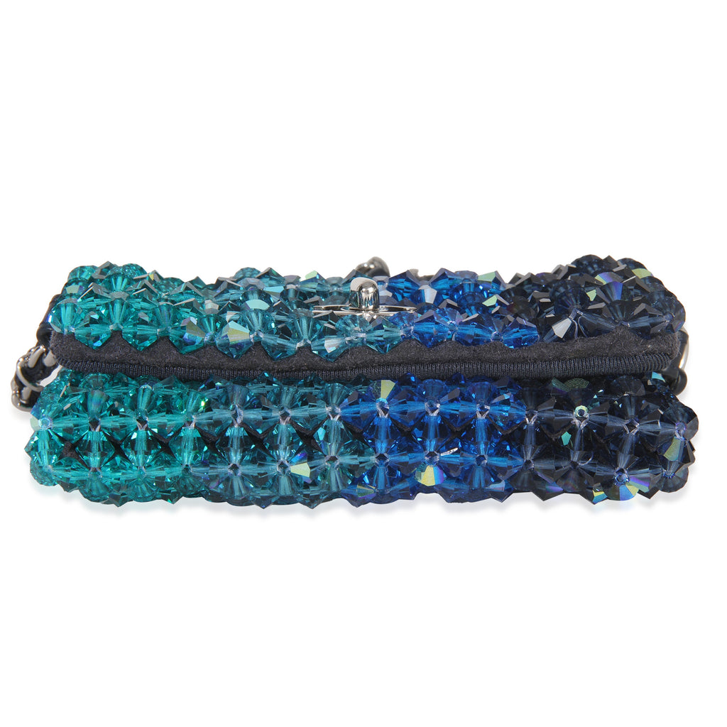 Blue Ombre Beaded Micro Clutch On Chain