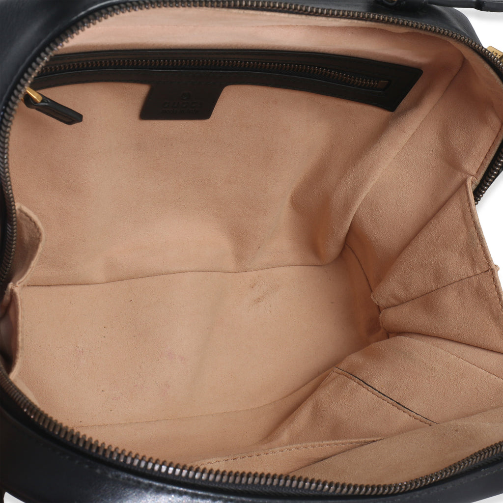 Black Calfskin Matelasse Sylvie Web Small GG Marmont Top Handle Bag