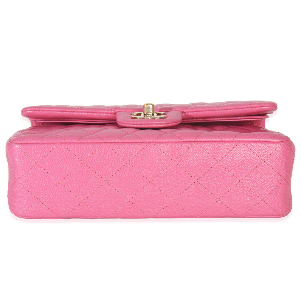 22P Pink Quilted Caviar Small Classic Double Flap Handbag
