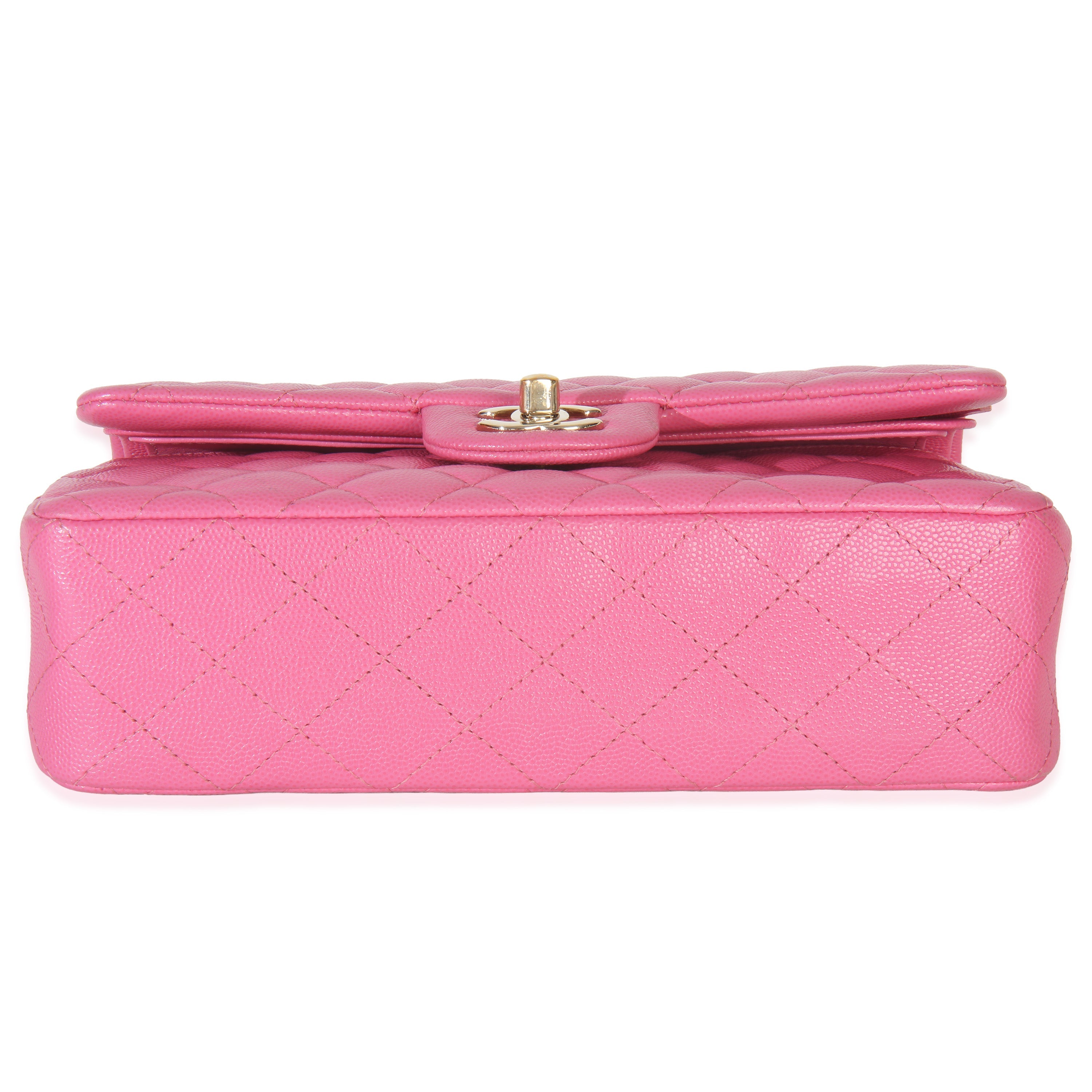22P Pink Quilted Caviar Small Classic Double Flap Handbag