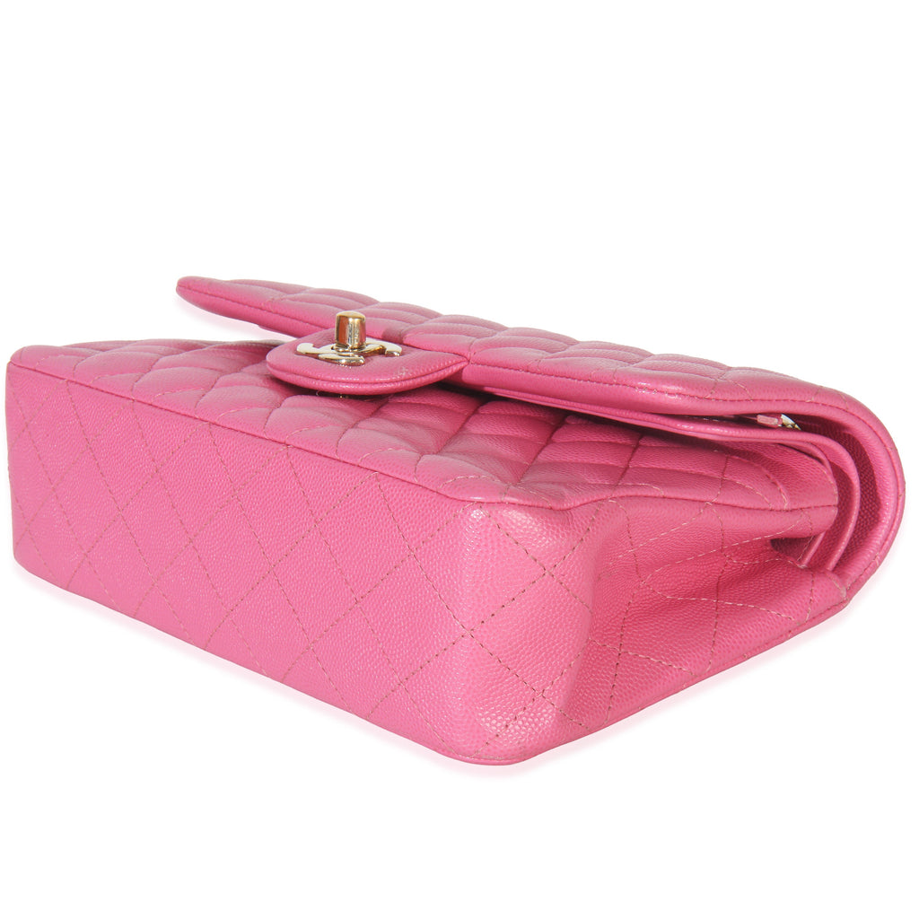 22P Pink Quilted Caviar Small Classic Double Flap Handbag