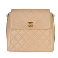 Vintage 24K Beige Quilted Caviar CC Shoulder Handbag