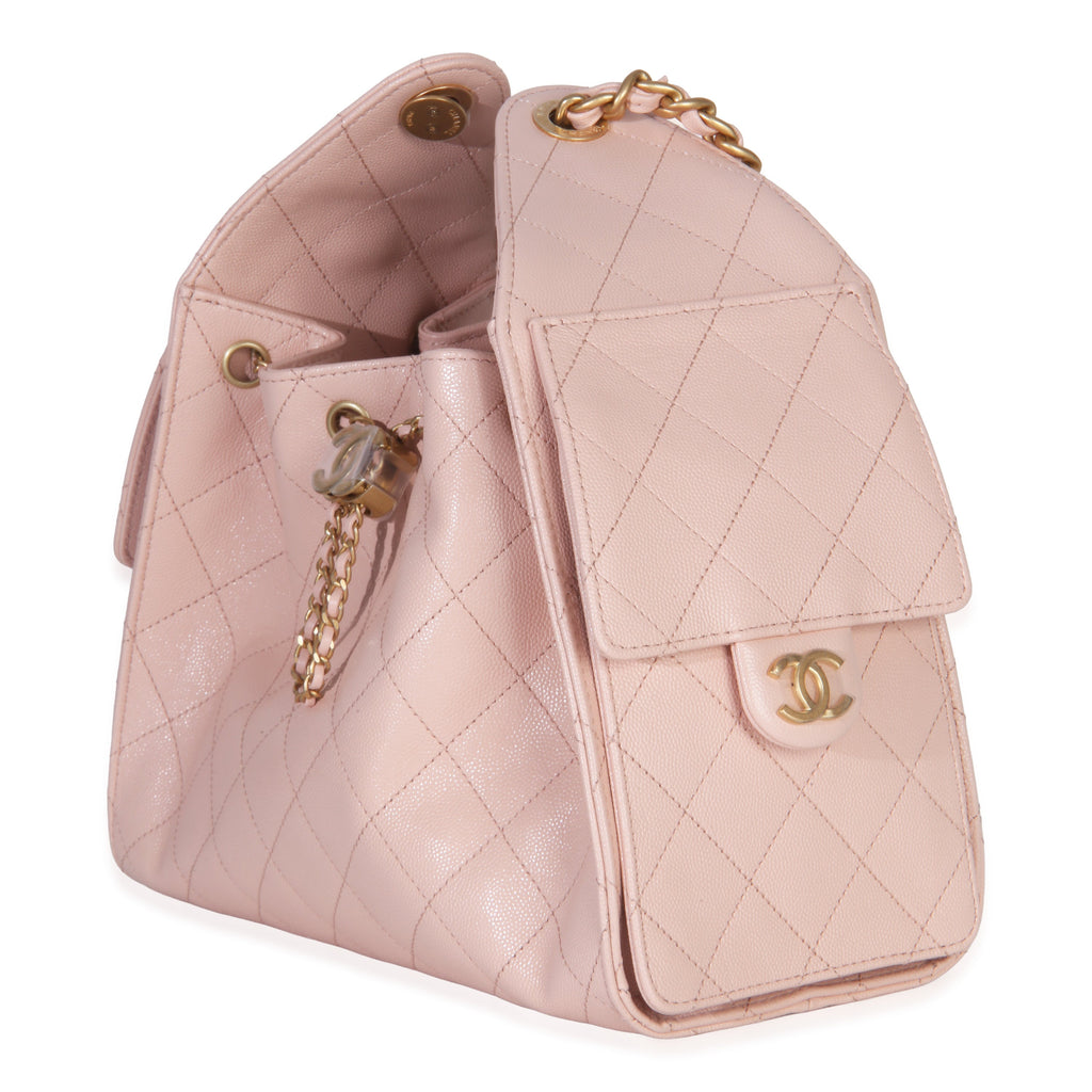 Pink Quilted Caviar Small Chanel 25 Hobo Handbag
