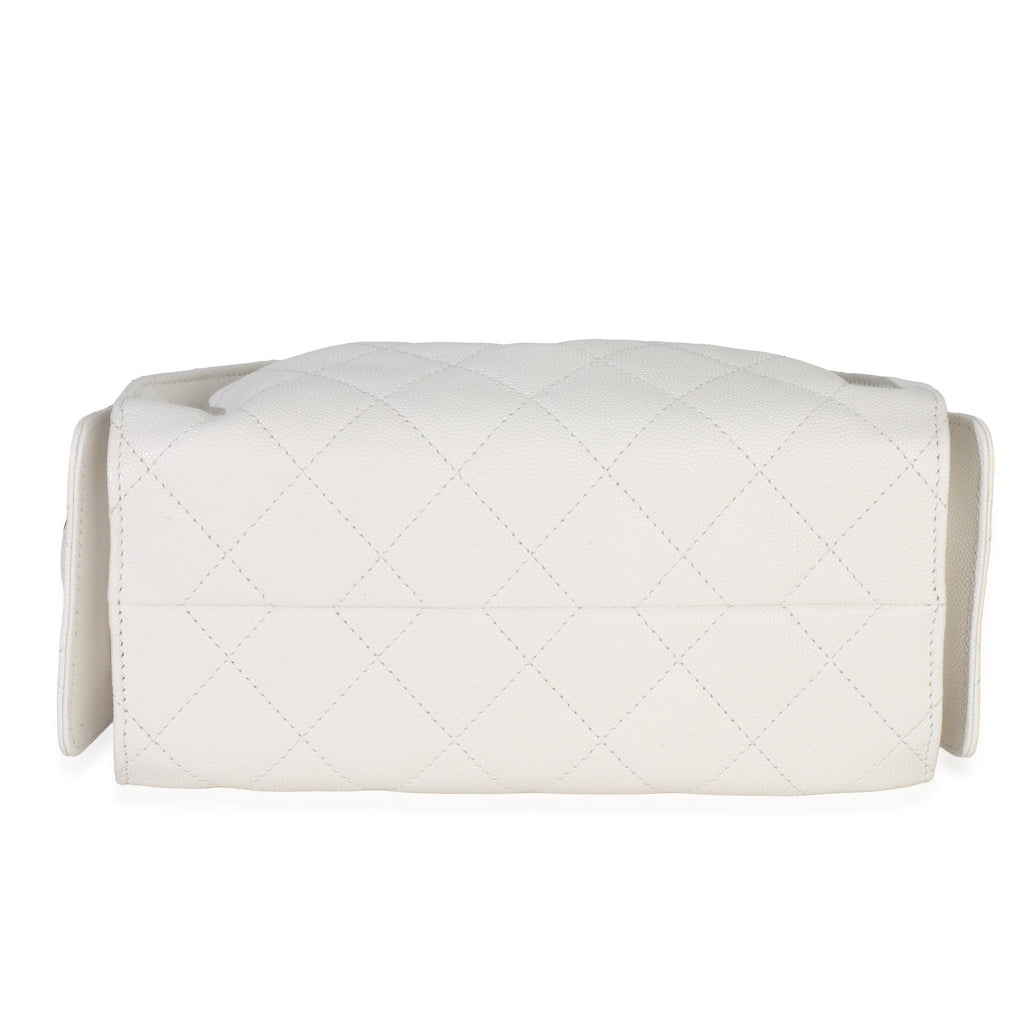 White Quilted Caviar Mini Chanel 25 Hobo Handbag