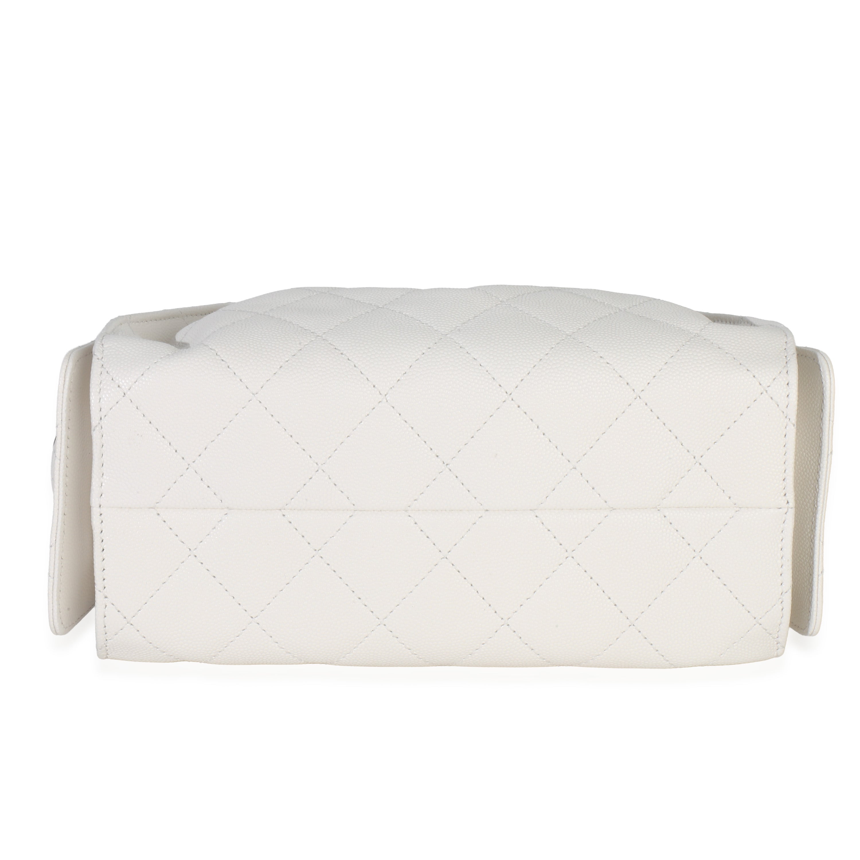 White Quilted Caviar Mini Chanel 25 Hobo Handbag