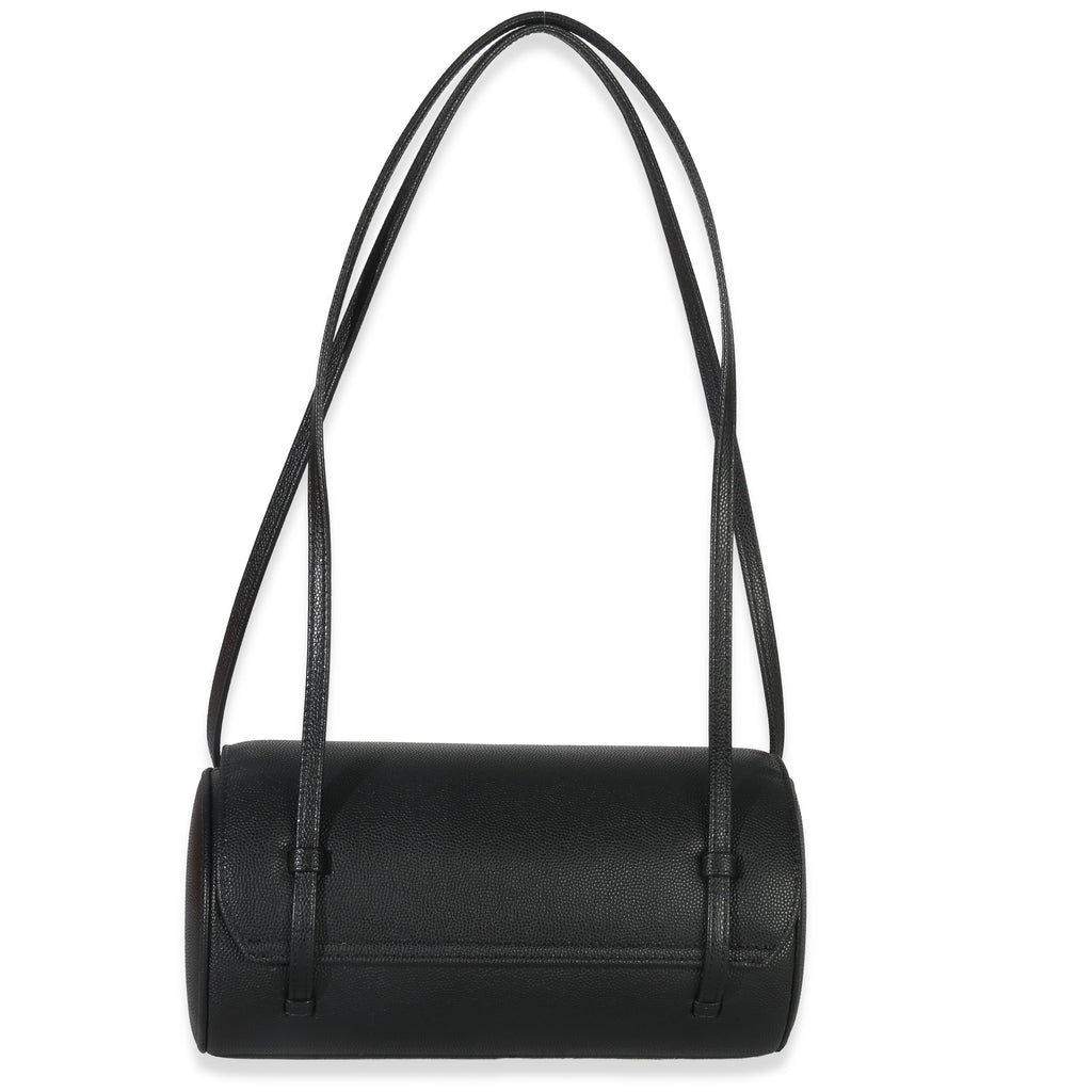 26P Black Grained Shiny Calfskin Small Bowling Bag