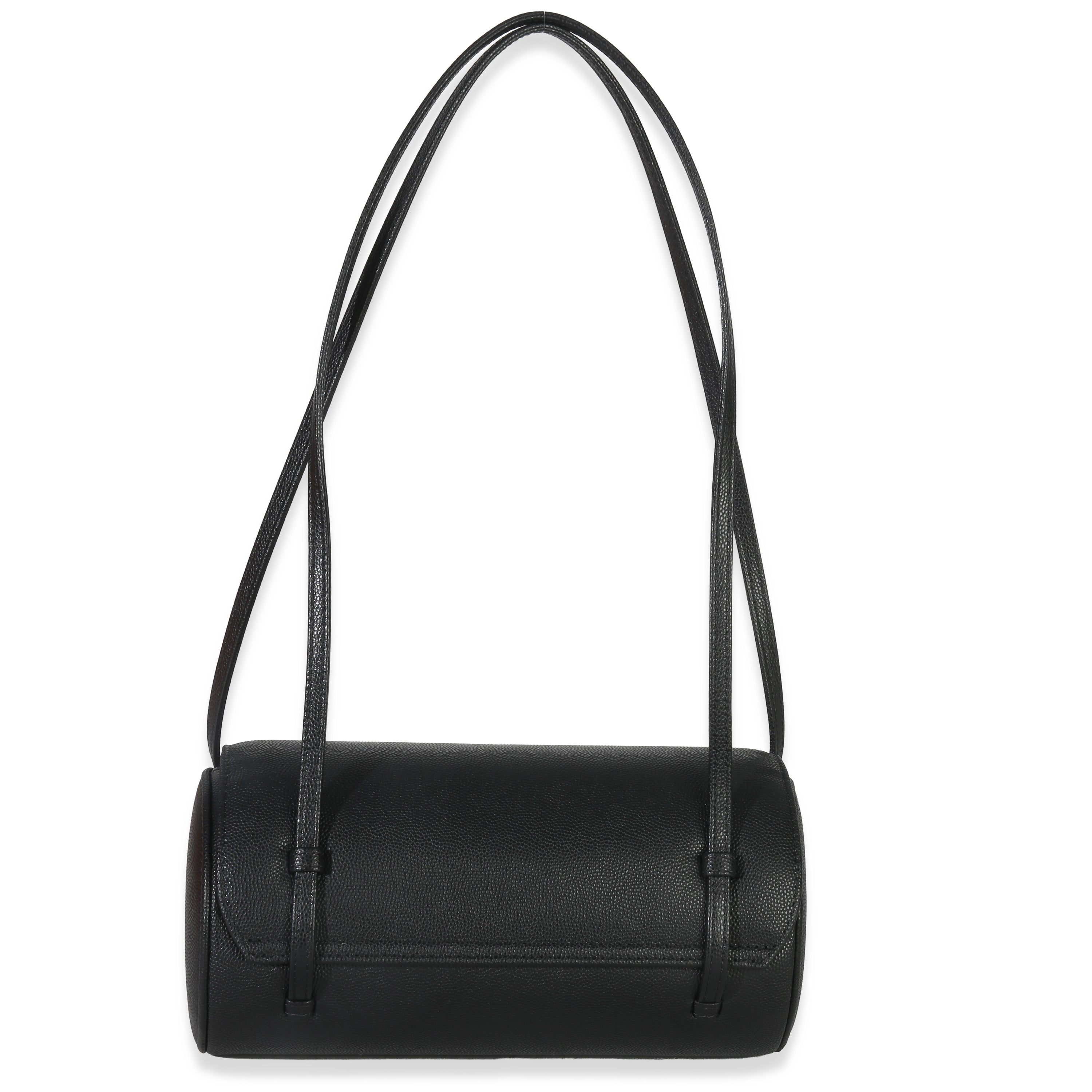 26P Black Grained Shiny Calfskin Small Bowling Bag