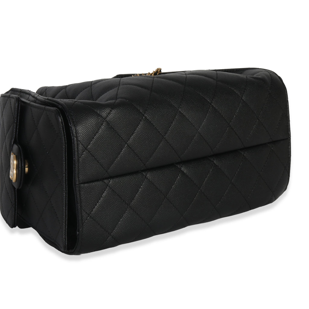Black Quilted Caviar Small Chanel 25 Hobo Handbag