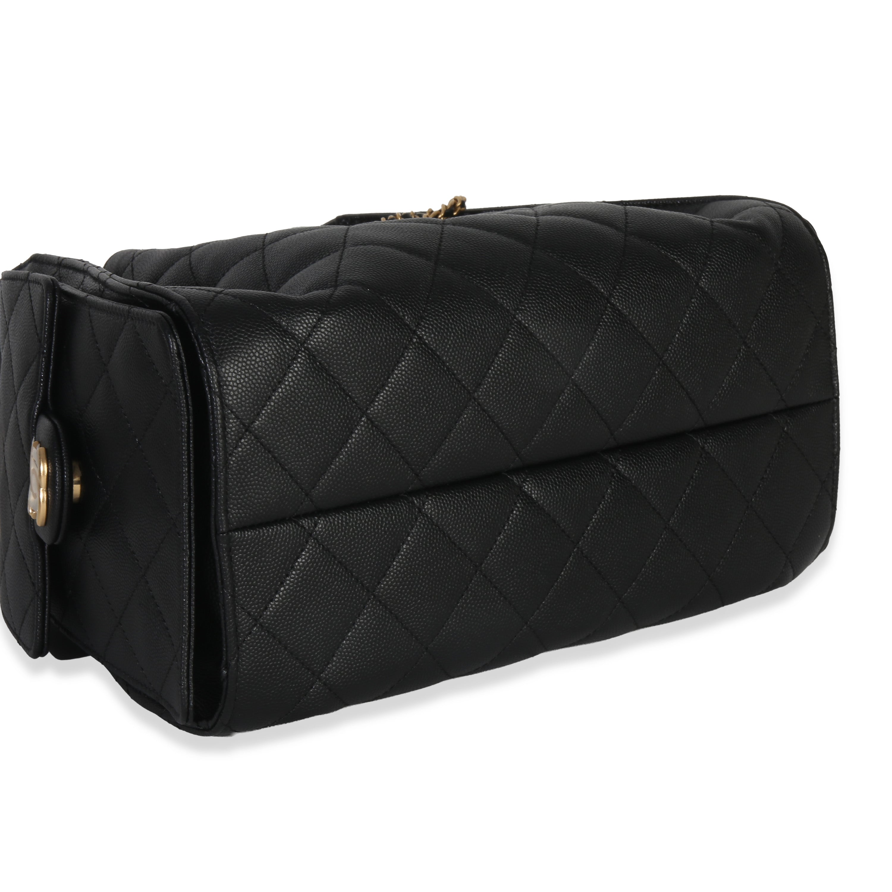 Black Quilted Caviar Small Chanel 25 Hobo Handbag