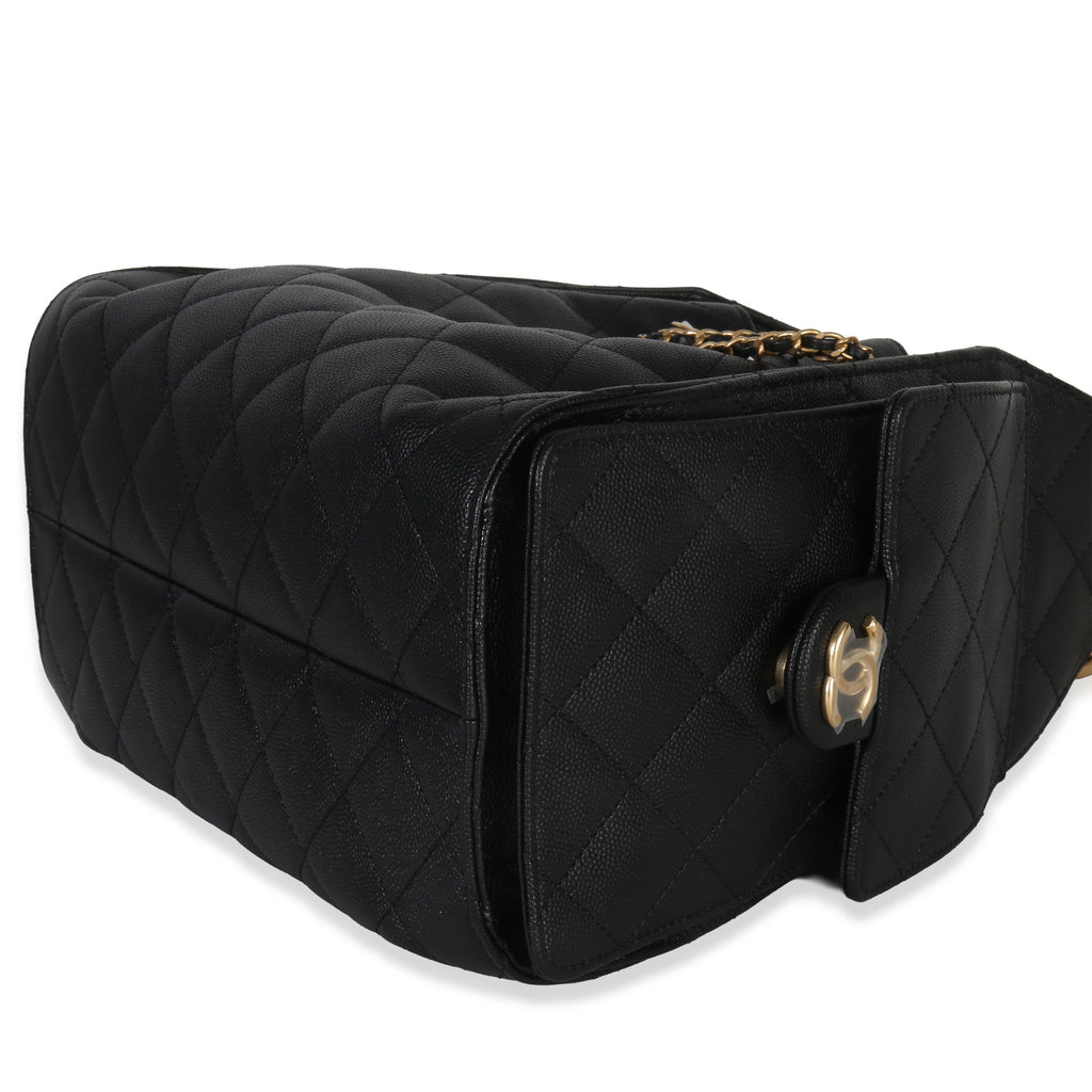 Black Quilted Caviar Small Chanel 25 Hobo Handbag