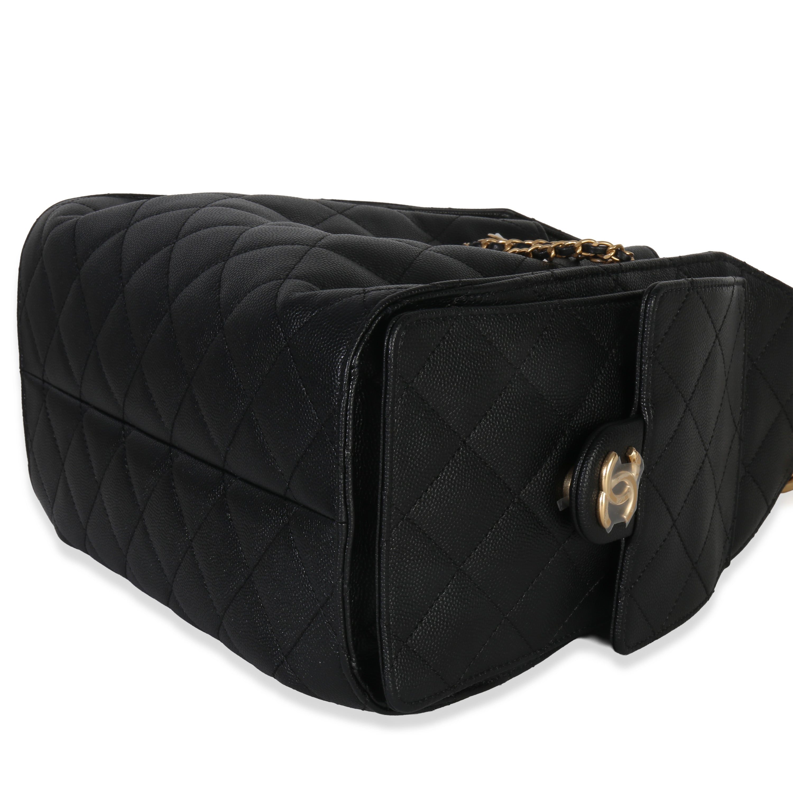 Black Quilted Caviar Small Chanel 25 Hobo Handbag