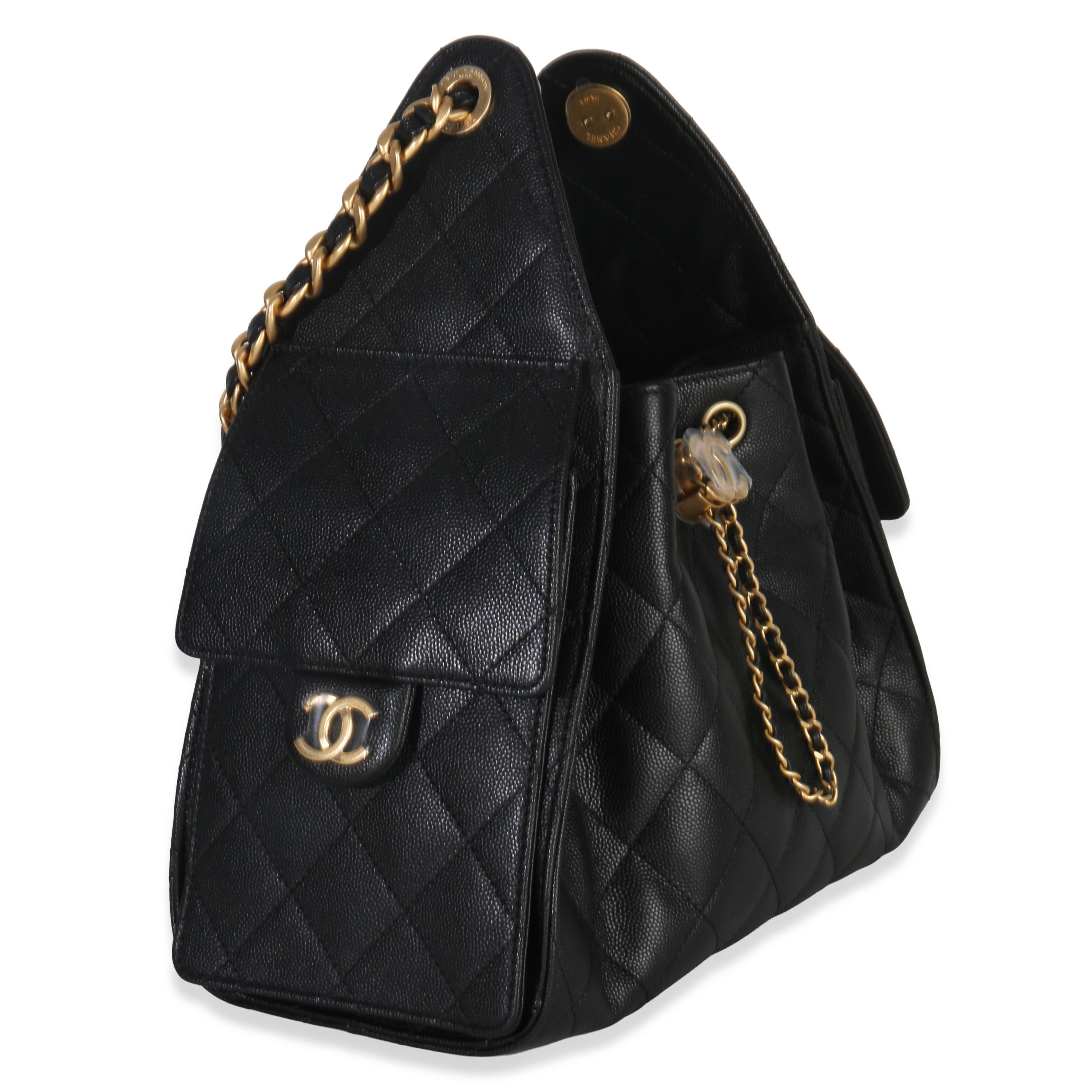Black Quilted Caviar Small Chanel 25 Hobo Handbag