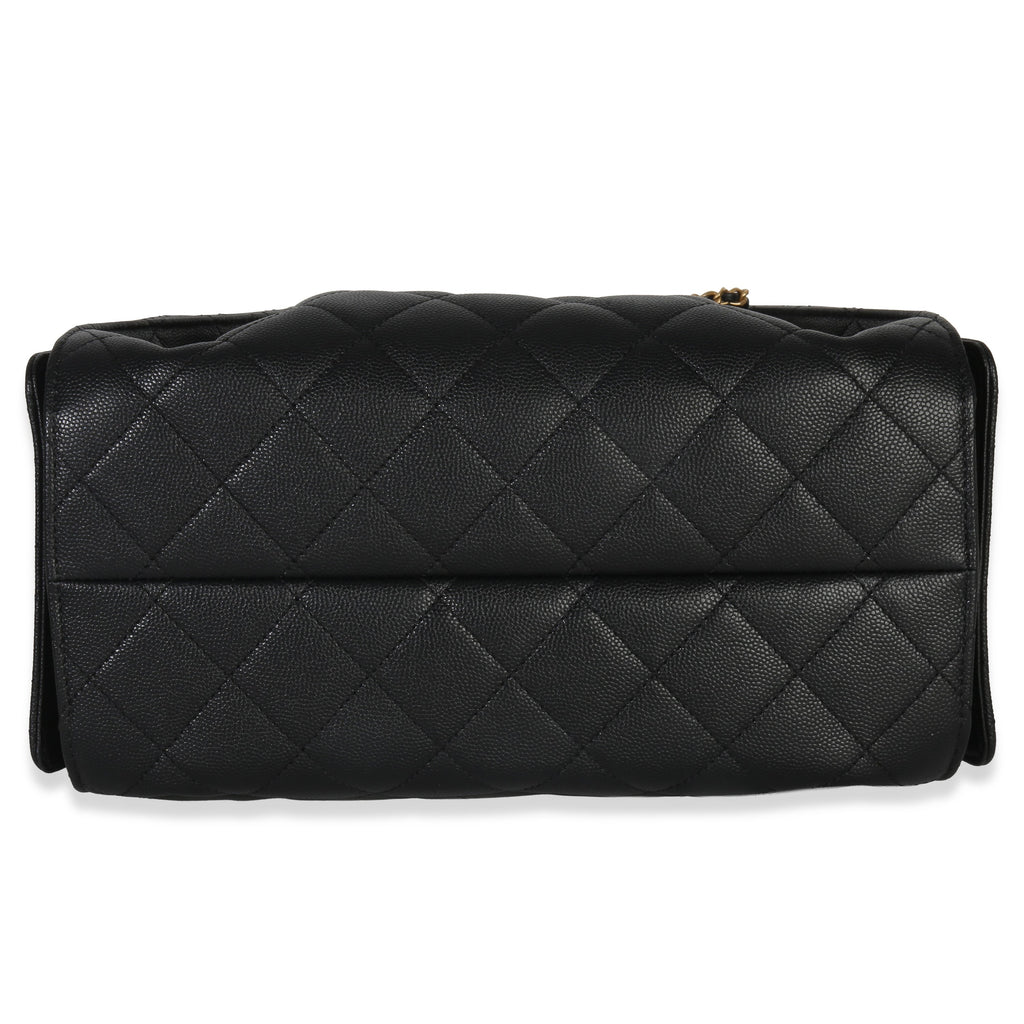 Black Quilted Caviar Small Chanel 25 Hobo Handbag