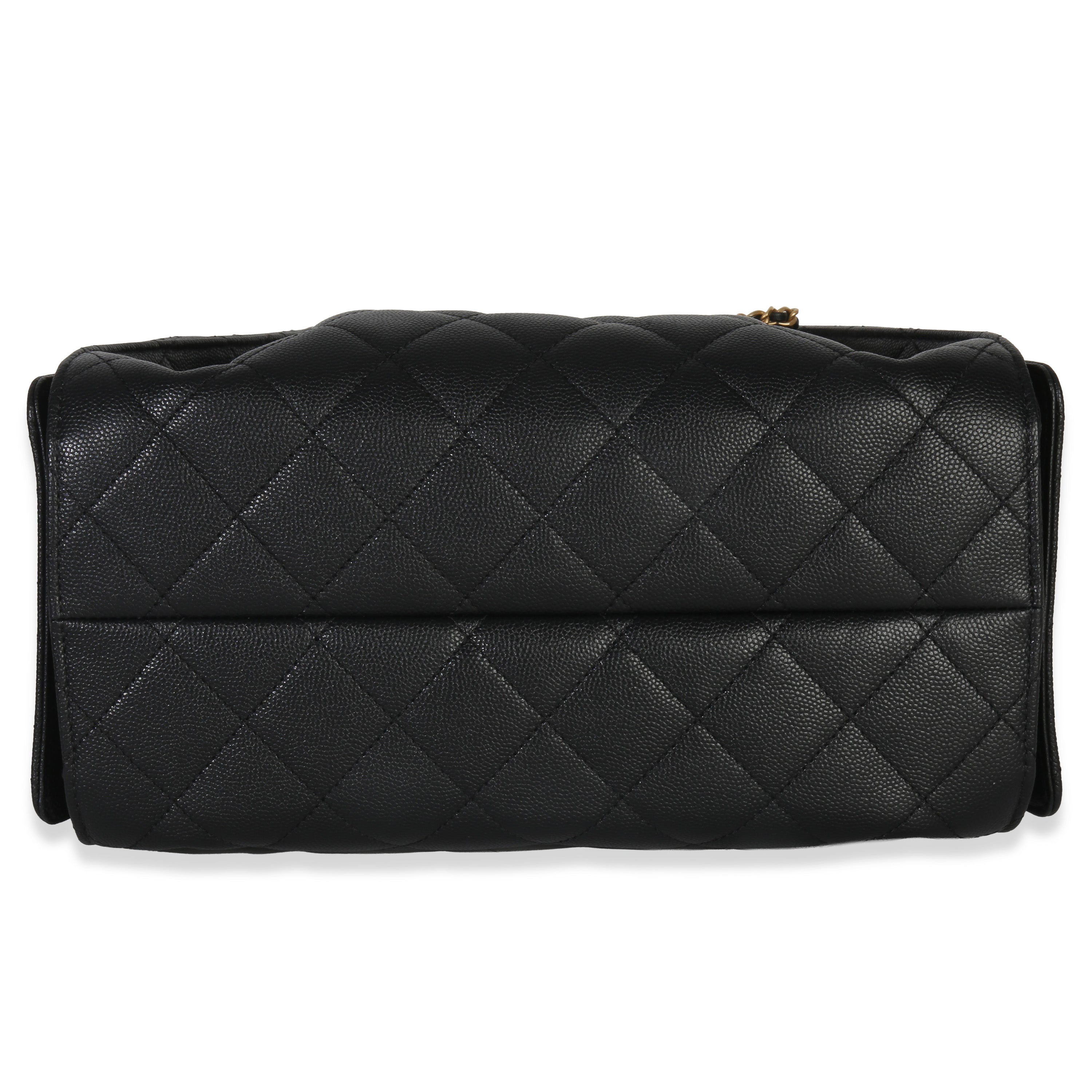 Black Quilted Caviar Small Chanel 25 Hobo Handbag